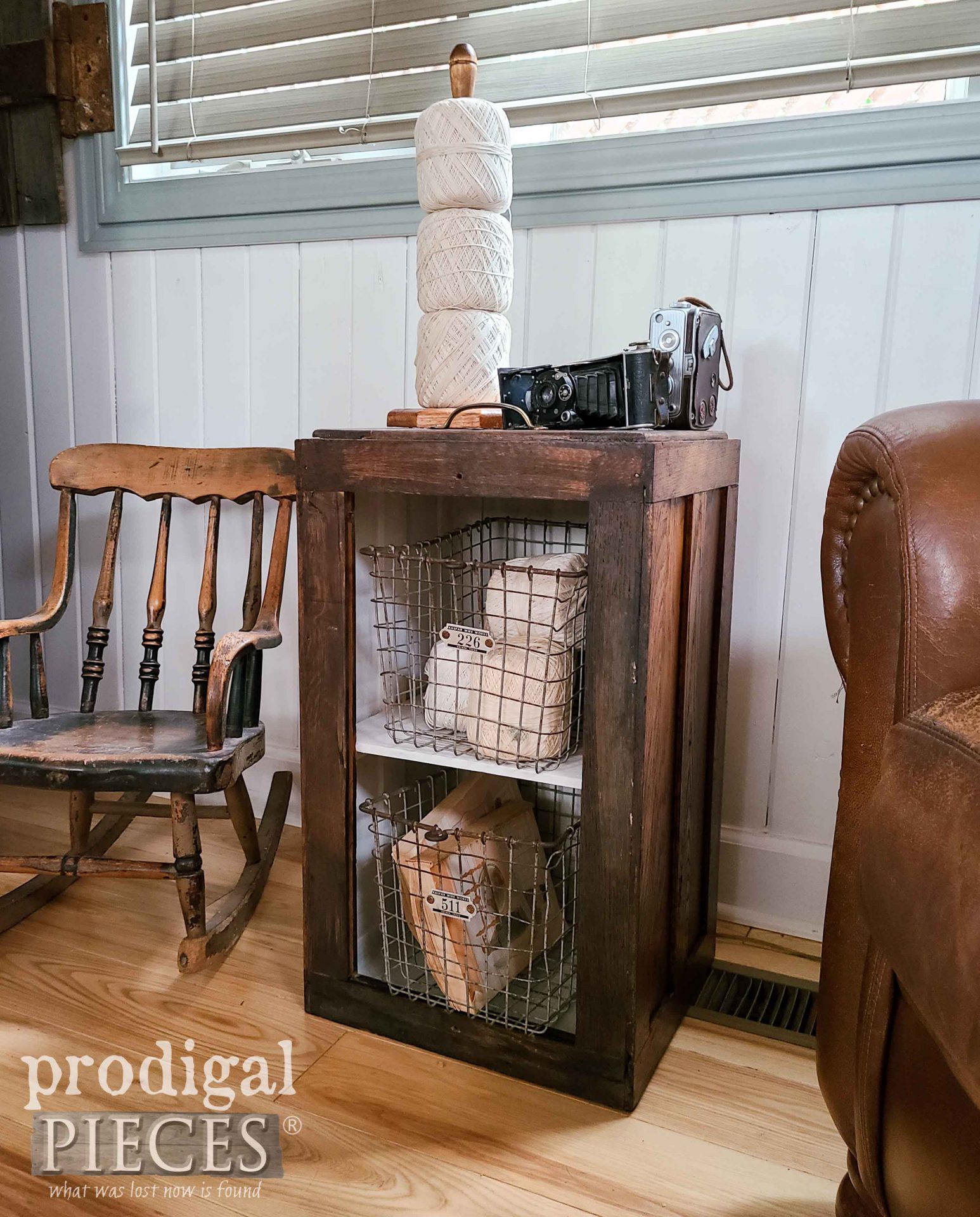DIY Industrial Farmhouse Stand from Antique Filing Cabinet by Larissa of Prodigal Pieces | prodigalpieces.com #prodigalpieces #farmhouse #diy