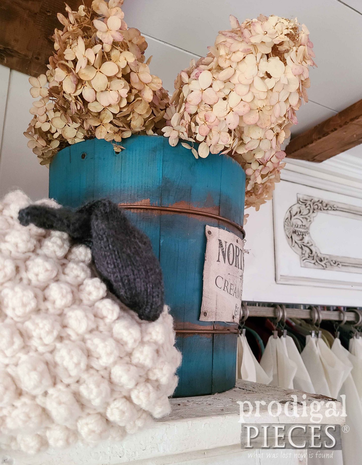 Farmhouse Sheep with Vintage Ice Cream Bucket by Larissa of Prodigal Pieces | prodigalpieces.com #prodigalpieces #farmhouse