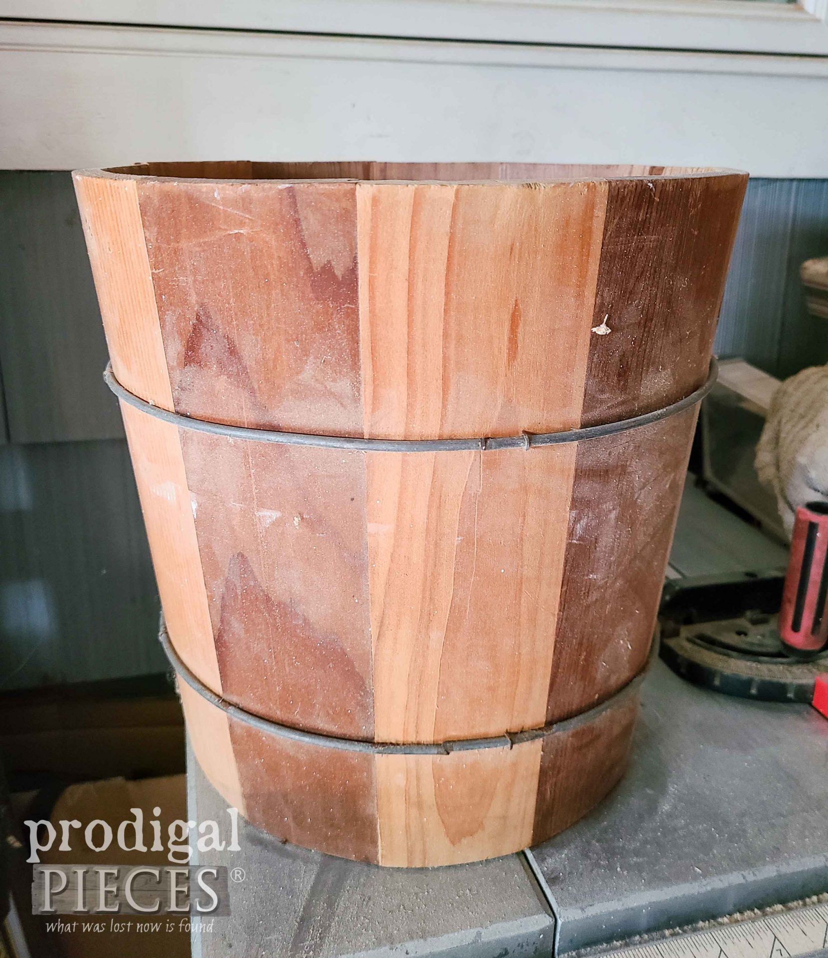Vintage Ice Cream Bucket Before Makeover by Larissa of Prodigal Pieces | prodigalpieces.com #prodigalpieces