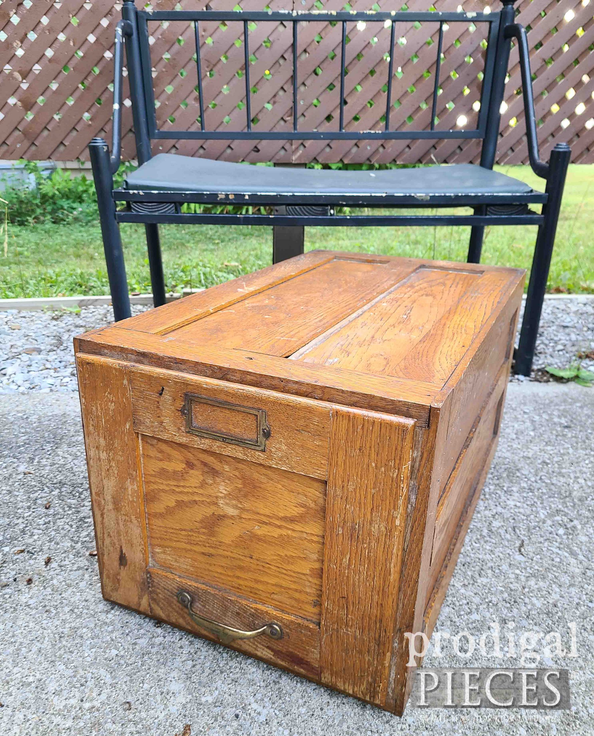 Antique Oak Filing Cabinet Drawer Before | prodigalpieces.com #prodigalpieces