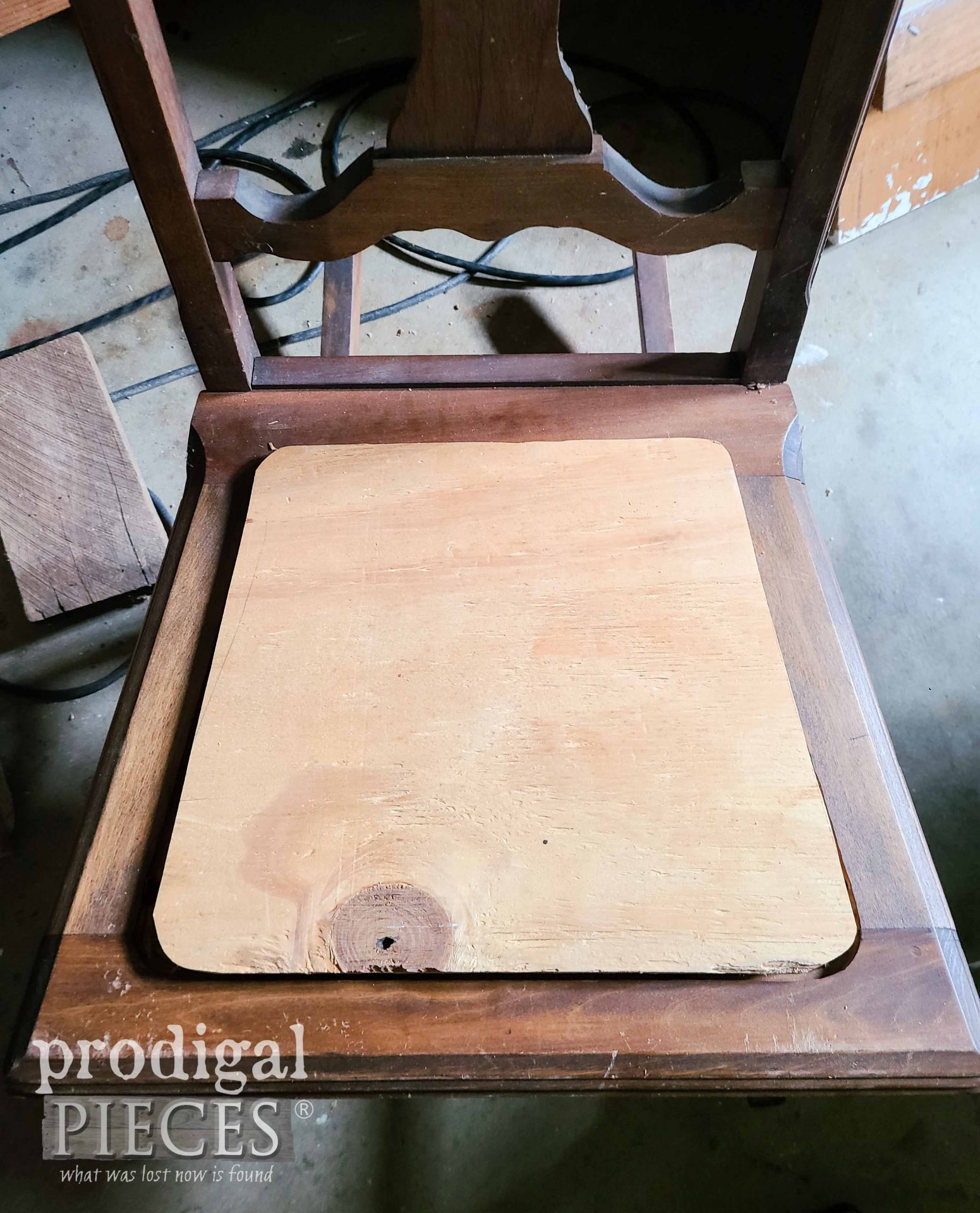 Replacing Missing Caning Seat with Plywood | prodigalpieces.com #prodigalpieces