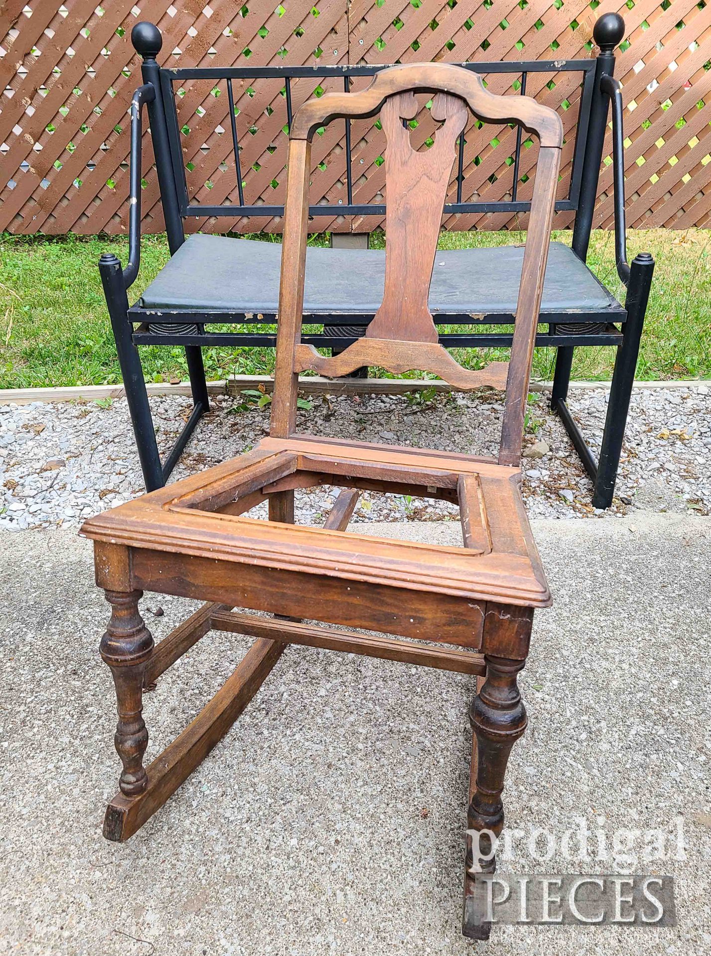 Antique Sewing Rocking Chair Before Makeover | prodigalpieces.com #prodigalpieces
