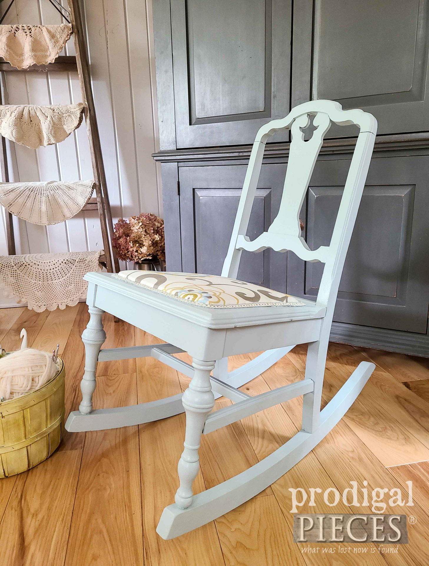 Side View of Broken Antique Rocking Chair Repaired by Larissa of Prodigal Pieces | prodigalpieces.com #prodigalpieces #antique #furniture #homedecor