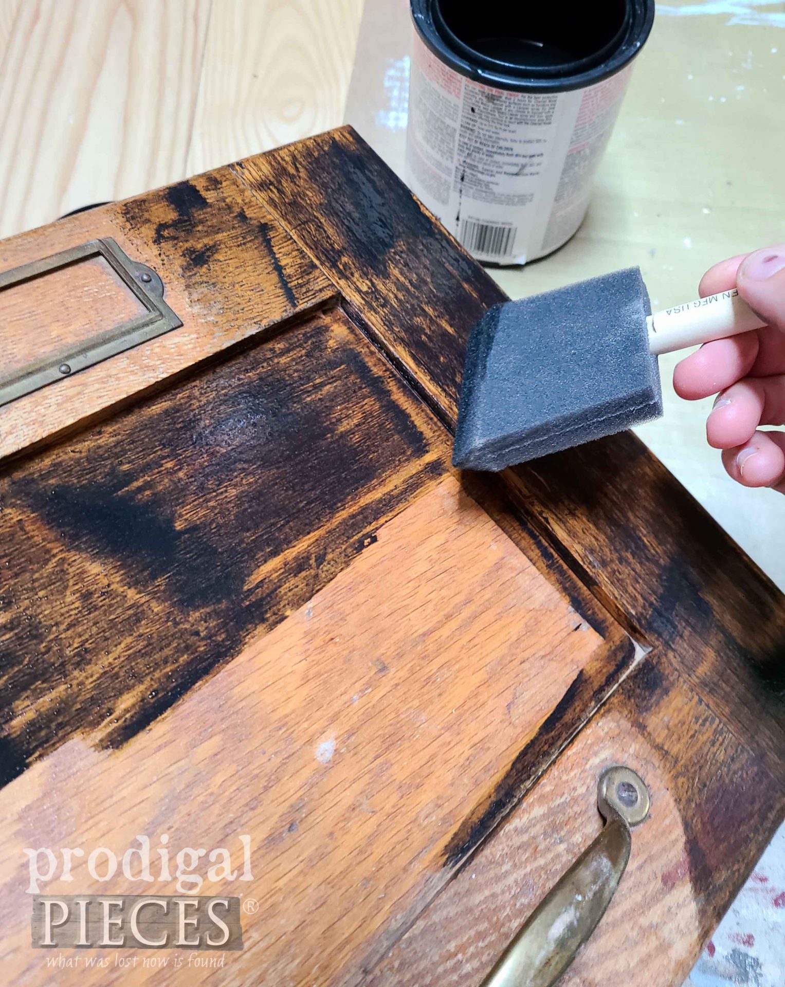 Staining Filing Cabinet Drawer | prodigalpieces.com #prodigalpieces