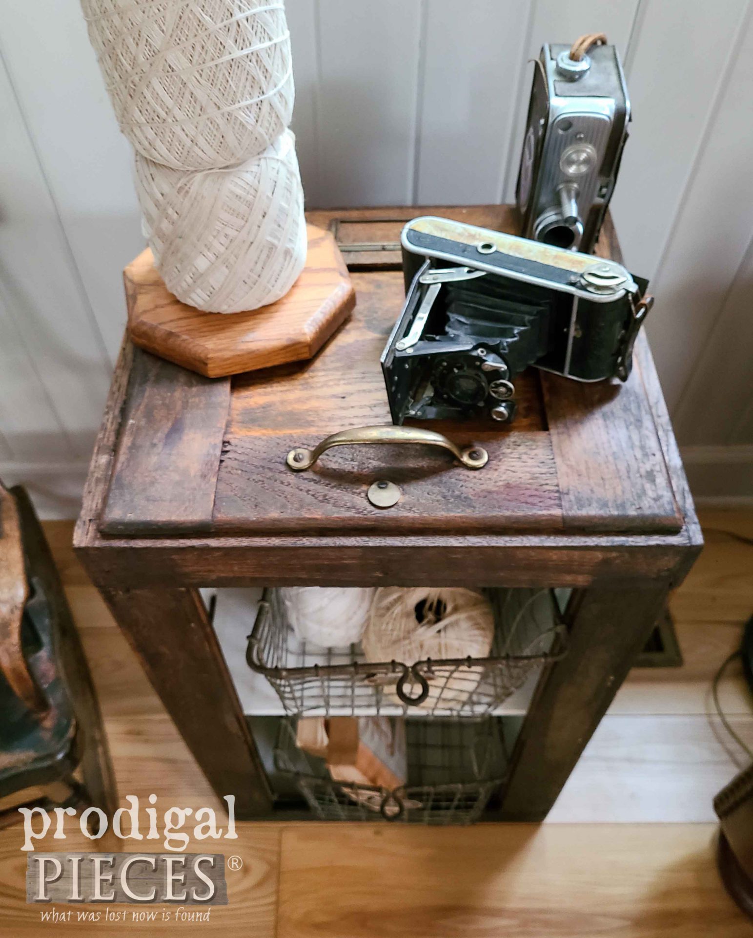 Top View of Industrial Filing Cabinet Drawer Stand by Larissa of Prodigal Pieces | prodigalpieces.com #prodigalpieces #farmhouse #homedecor