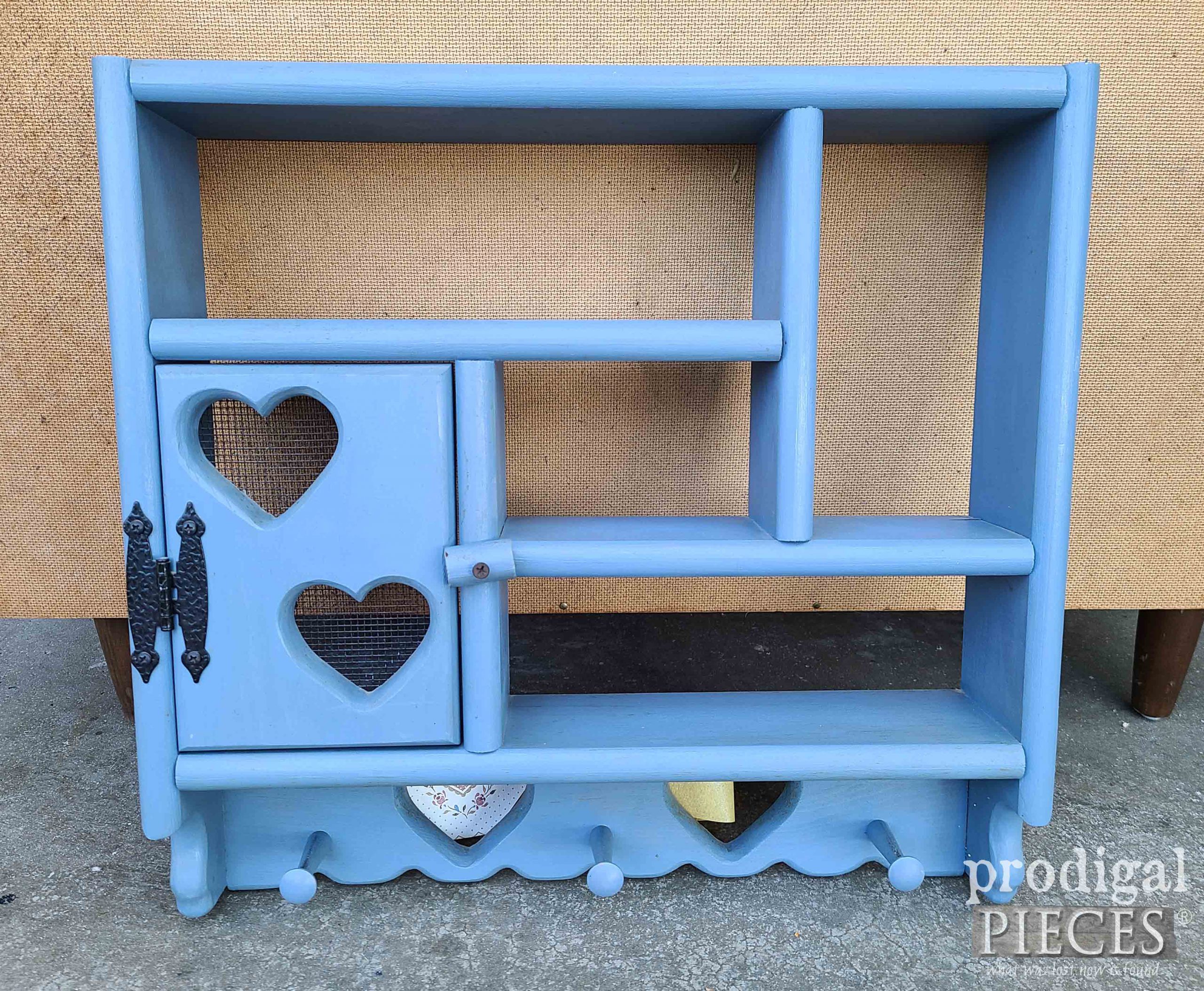 Vintage Country Shelf in Blue with Heart Cut-Outs | prodigalpieces.com #prodigalpieces