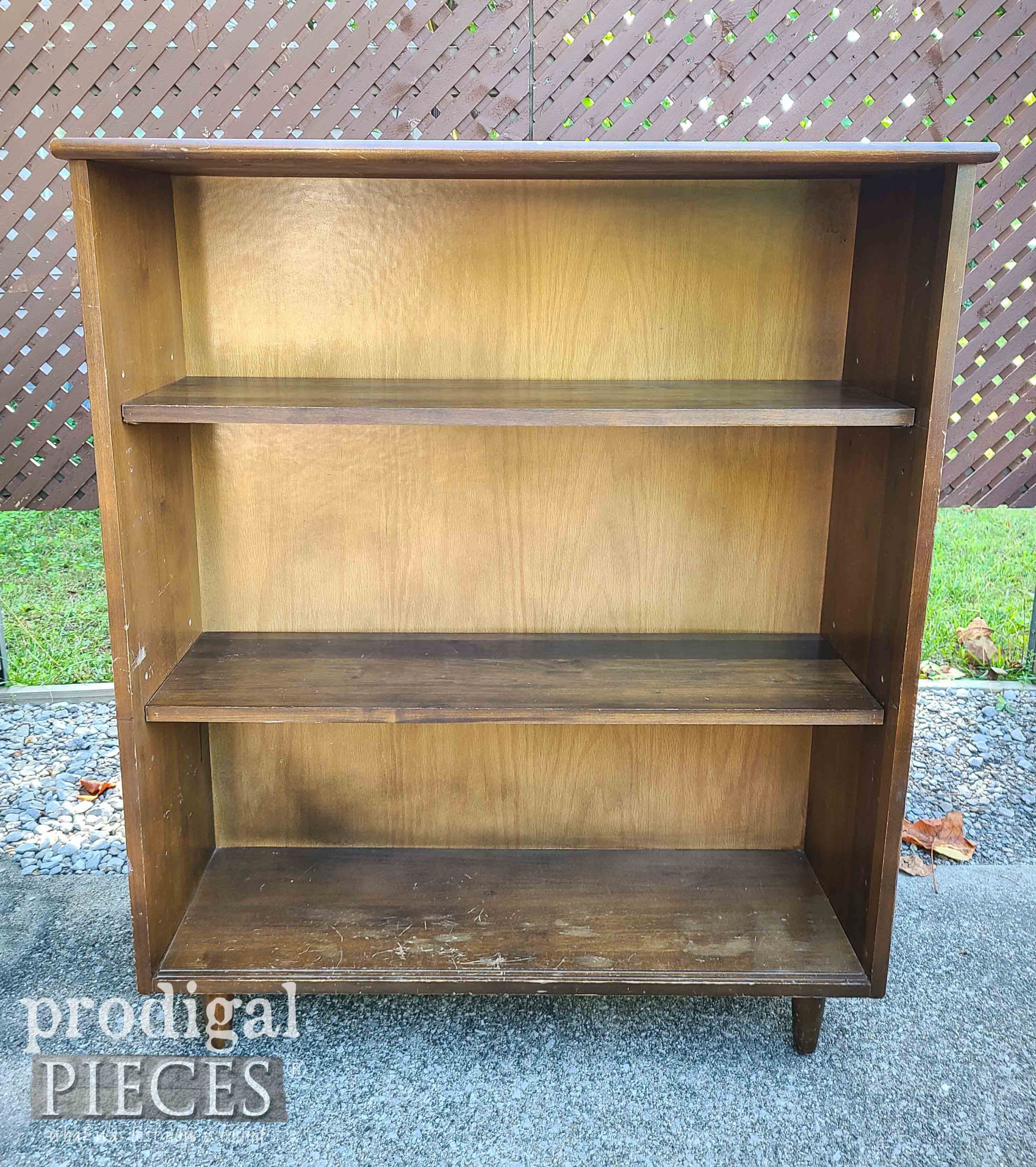 Mid Century Modern Bookcase Before Makeover | prodigalpieces.com #prodigalpieces