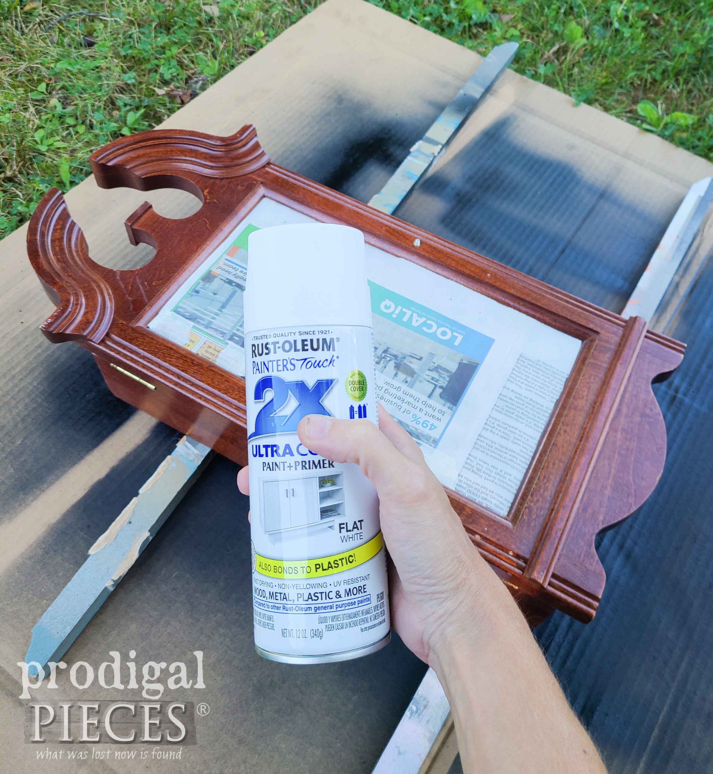 Painting Reclaimed Wall Clock Cabinet | prodigalpieces.com #prodigalpieces