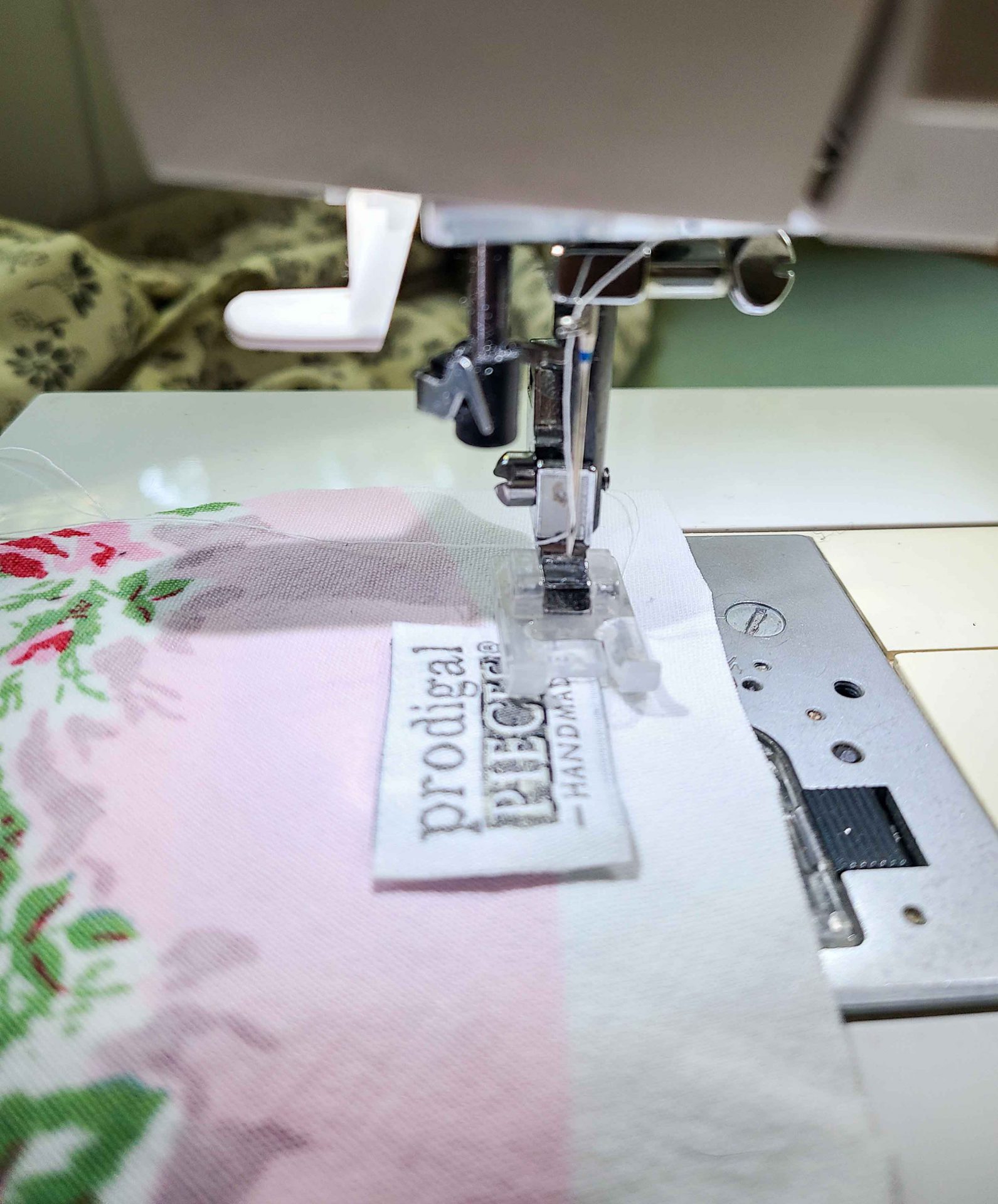 Sewing on Heirloom Doll Label | prodigalpieces.com #prodigalpieces