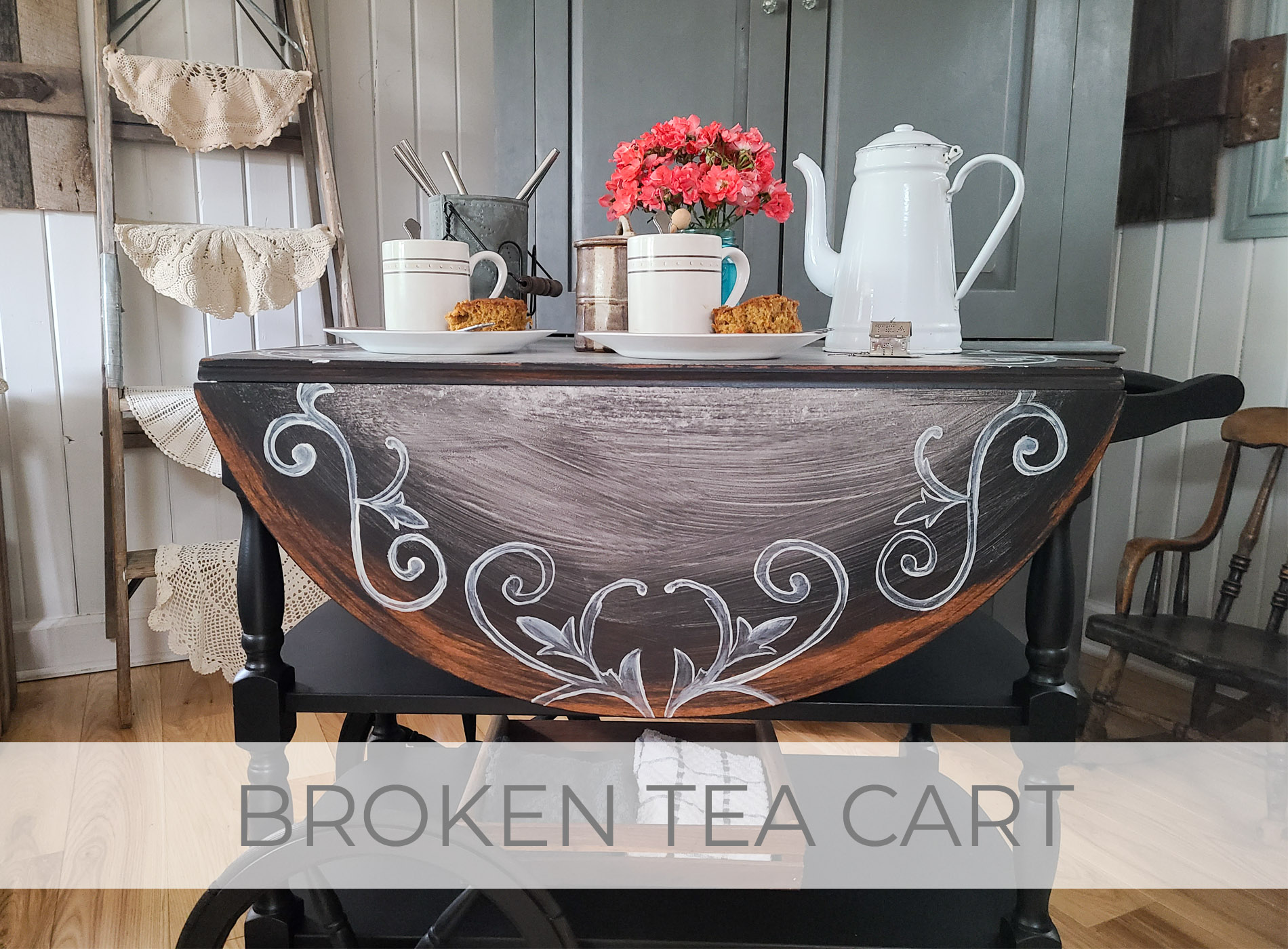 Broken Tea Cart Repair and Makeover by Larissa of Prodigal Pieces | prodigalpieces.com #prodigalpieces