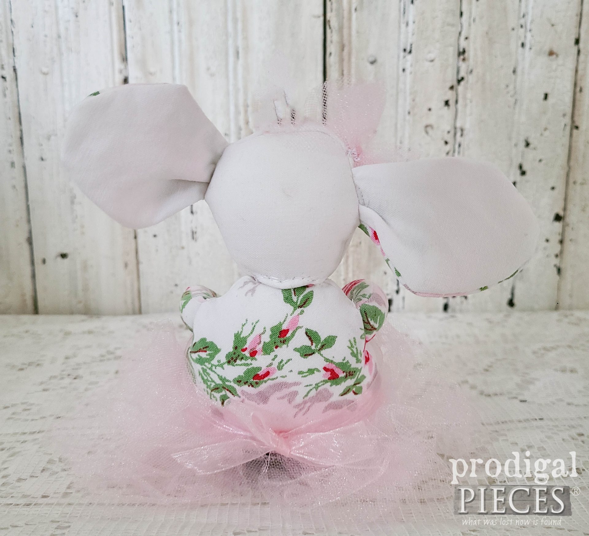 Sitting Rose Ballerina Doll from Vintage Tablecloth by Larissa of Prodigal Pieces | prodigalpieces.com #prodigalpieces #diy #upcycled #ballerina