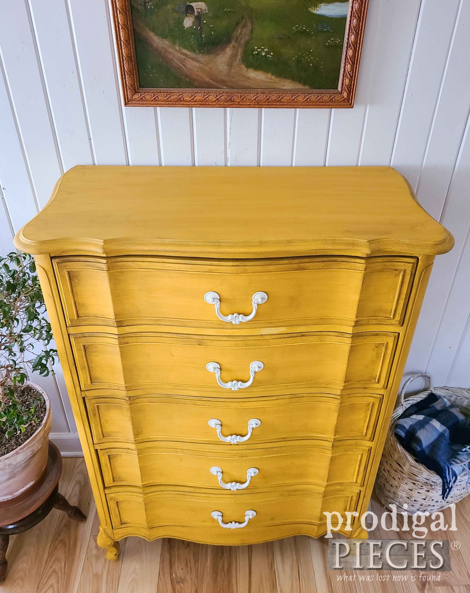 Top View of Yellow Updated French Provincial Chest by Larissa of Prodigal Pieces | prodigalpieces.com #prodigalpieces #vintage