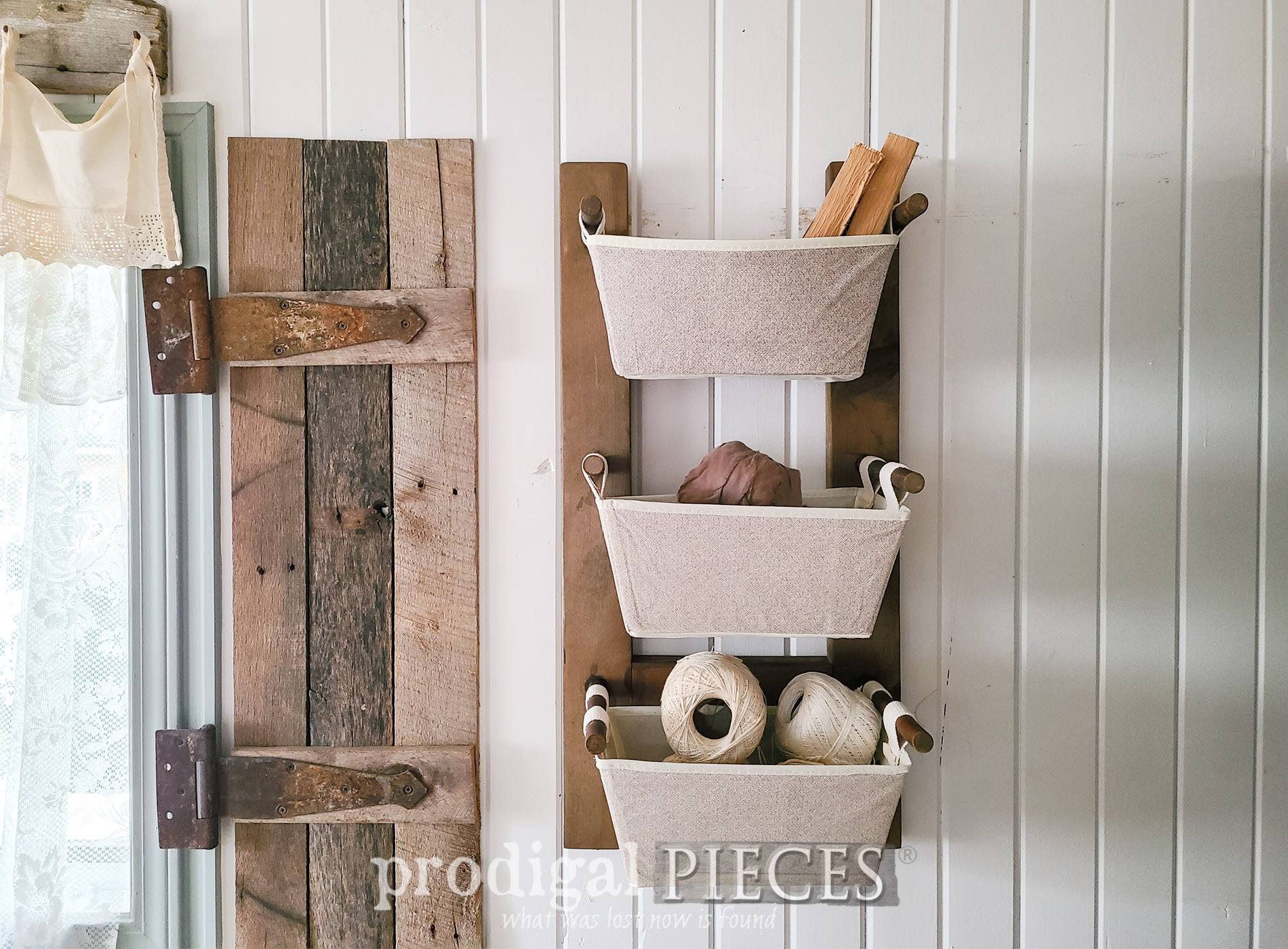 Featured Upcycled Spindle Storage Rack DIY Tutorial with Build Plans by Larissa of Prodigal Pieces | prodigalpieces.com #prodigalpieces #diy #free #farmhouse