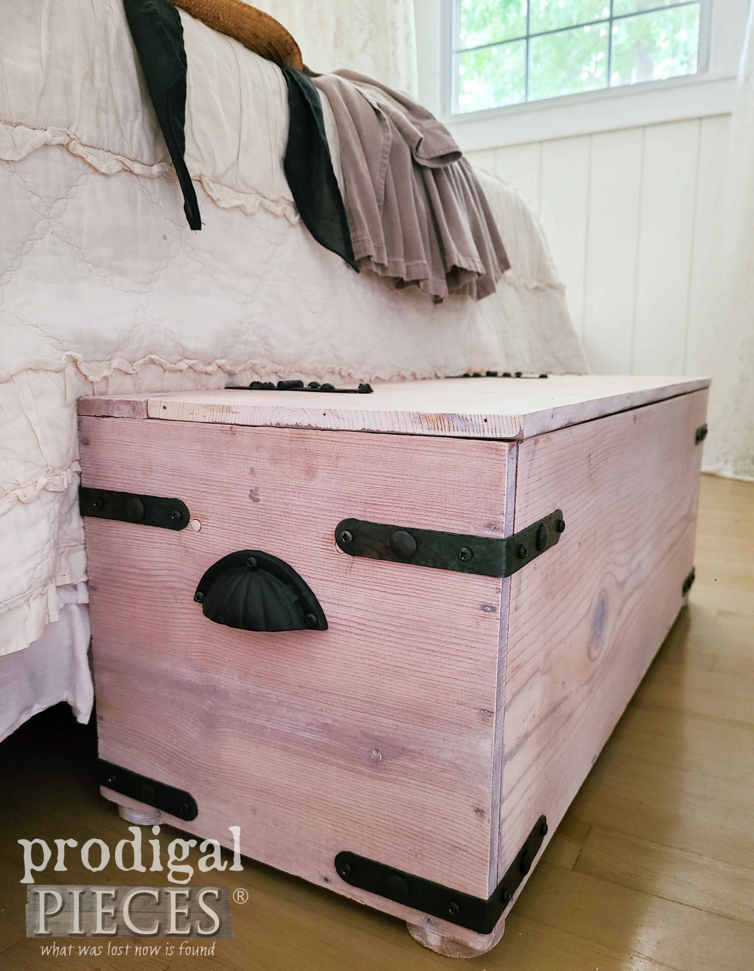 Hand-Forged Farmhouse Wooden Trunk Hardware by Larissa of Prodigal Pieces | prodigalpieces.com #prodigalpieces #handmade #homedecor #diy