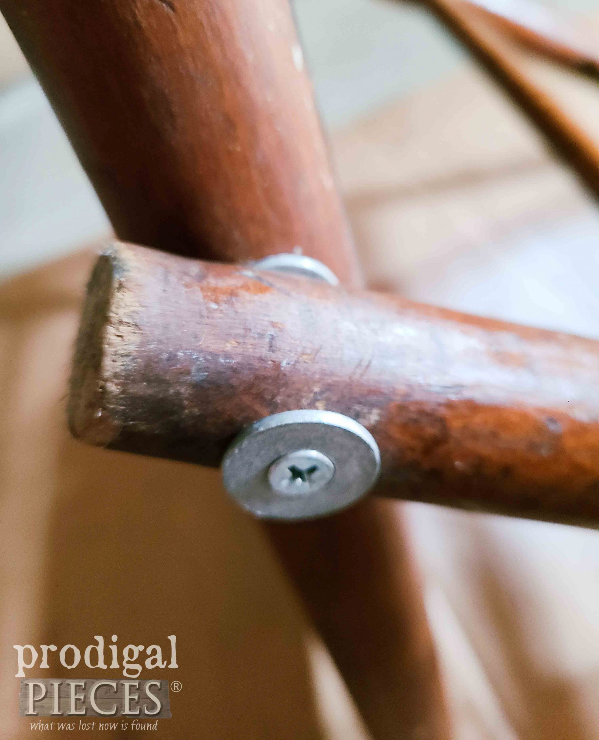 DIY Laundry Drying Rack Hardware from Upcycled Caned Chair | prodigalpieces.com #prodigalpieces