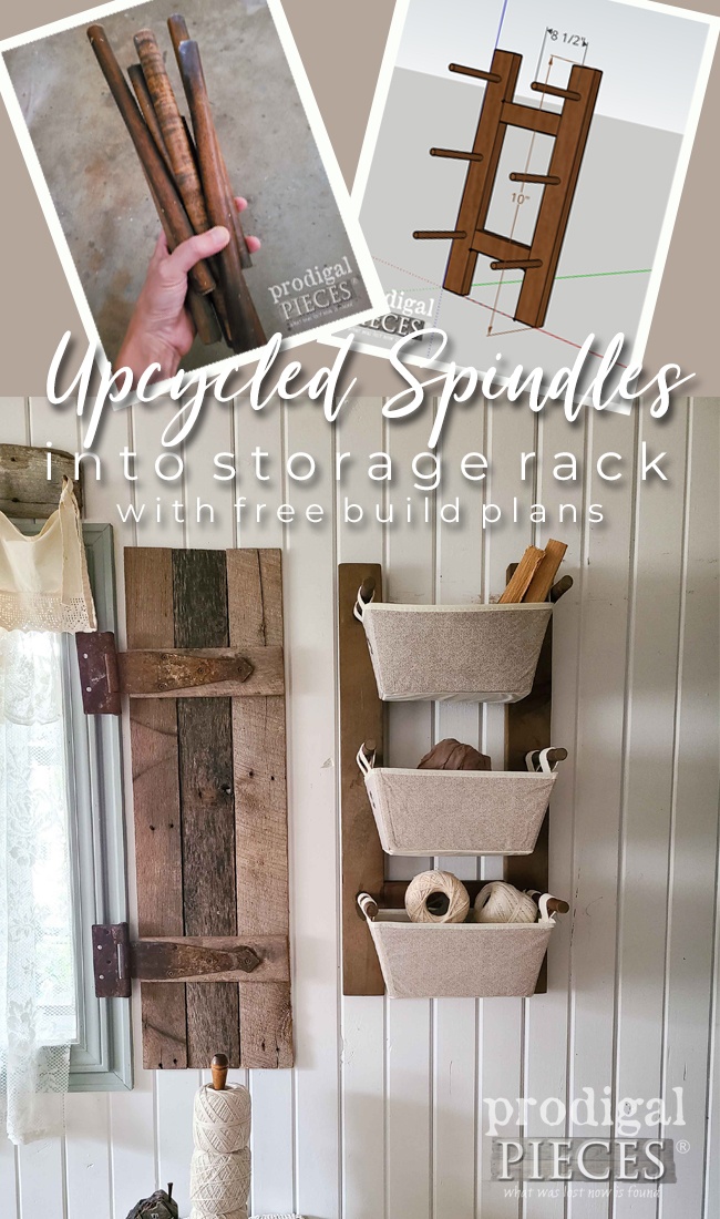 A broken chair becomes more when the upcycled spindles turn into a DIY Wall Storage Rack | free plans!! | by Larissa of Prodigal Pieces | prodigalpieces.com #prodigalpieces #upcycled #diy #free #farmhouse #woodworking