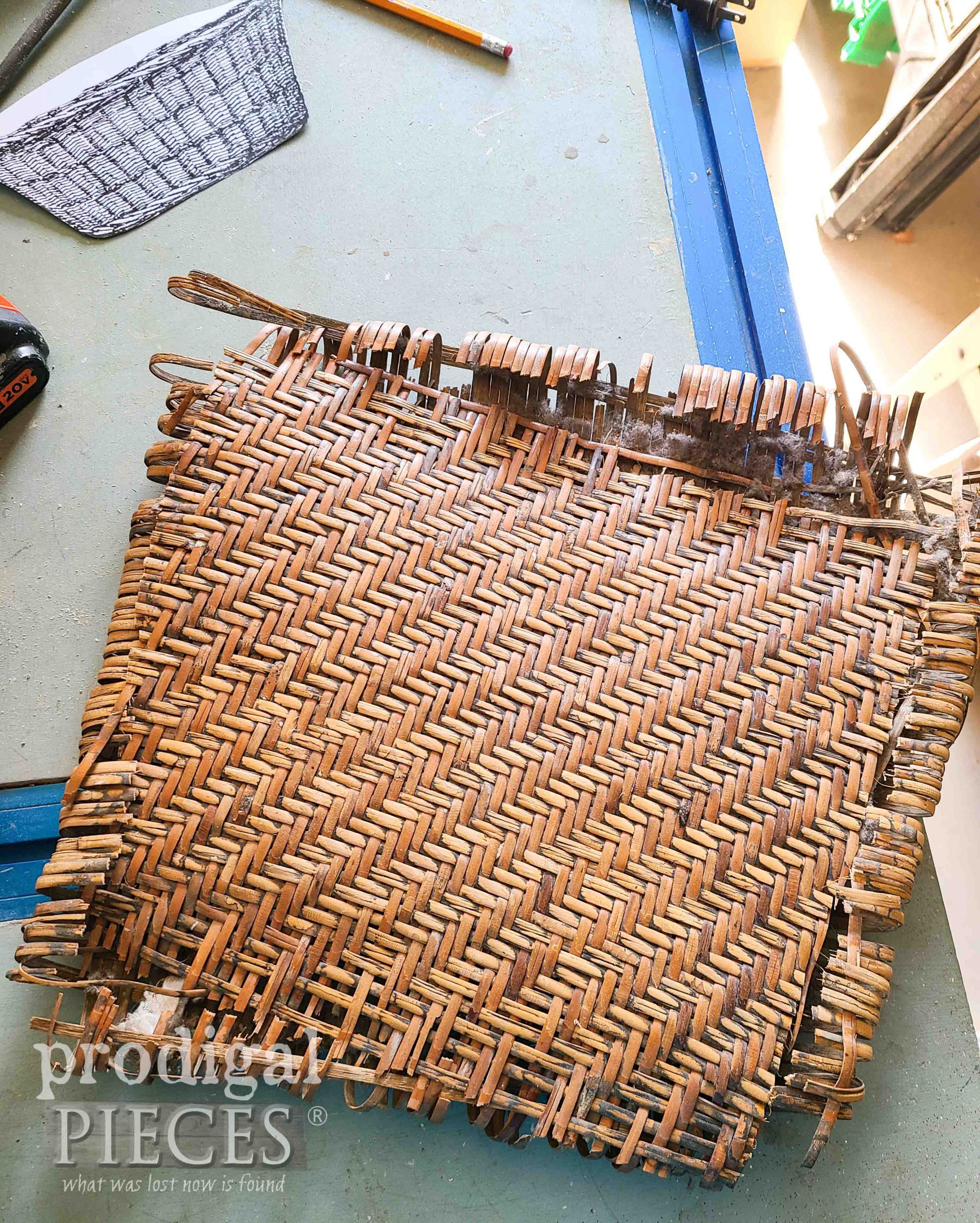 Chair Seat Caning for DIY Laundry Sign | prodigalpieces.com #prodigalpieces