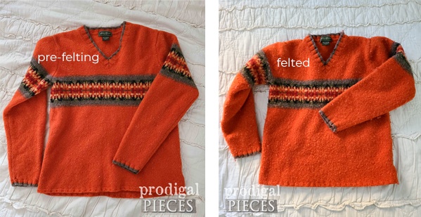 Felted Sweater Comparison for a Felted Sweater Fall Wreath | prodigalpieces.com #prodigalpieces