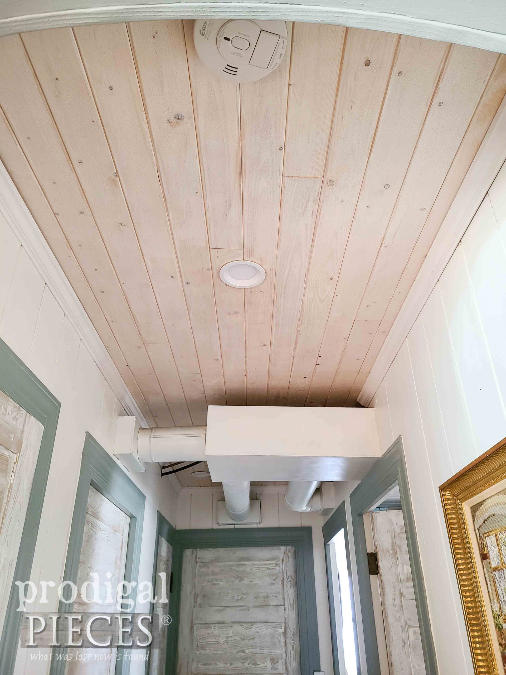DIY Planked Hallway Ceiling with White Stain by Larissa of Prodigal Pieces | prodigalpieces.com #prodigalpieces #diy #farmhouse