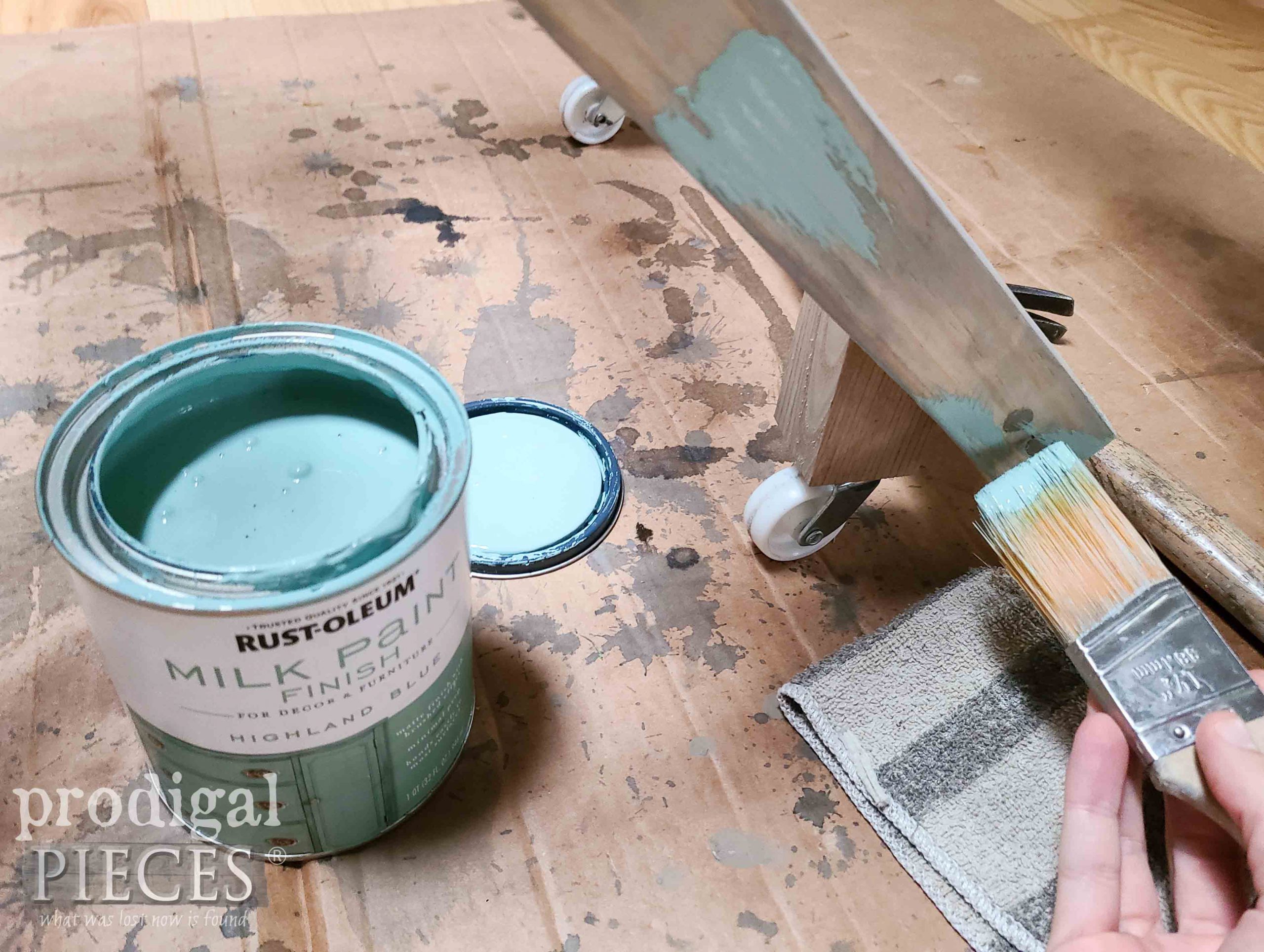 Layering Paint on DIY Antique Laundry Cart | prodigalpieces.com #prodigalpieces