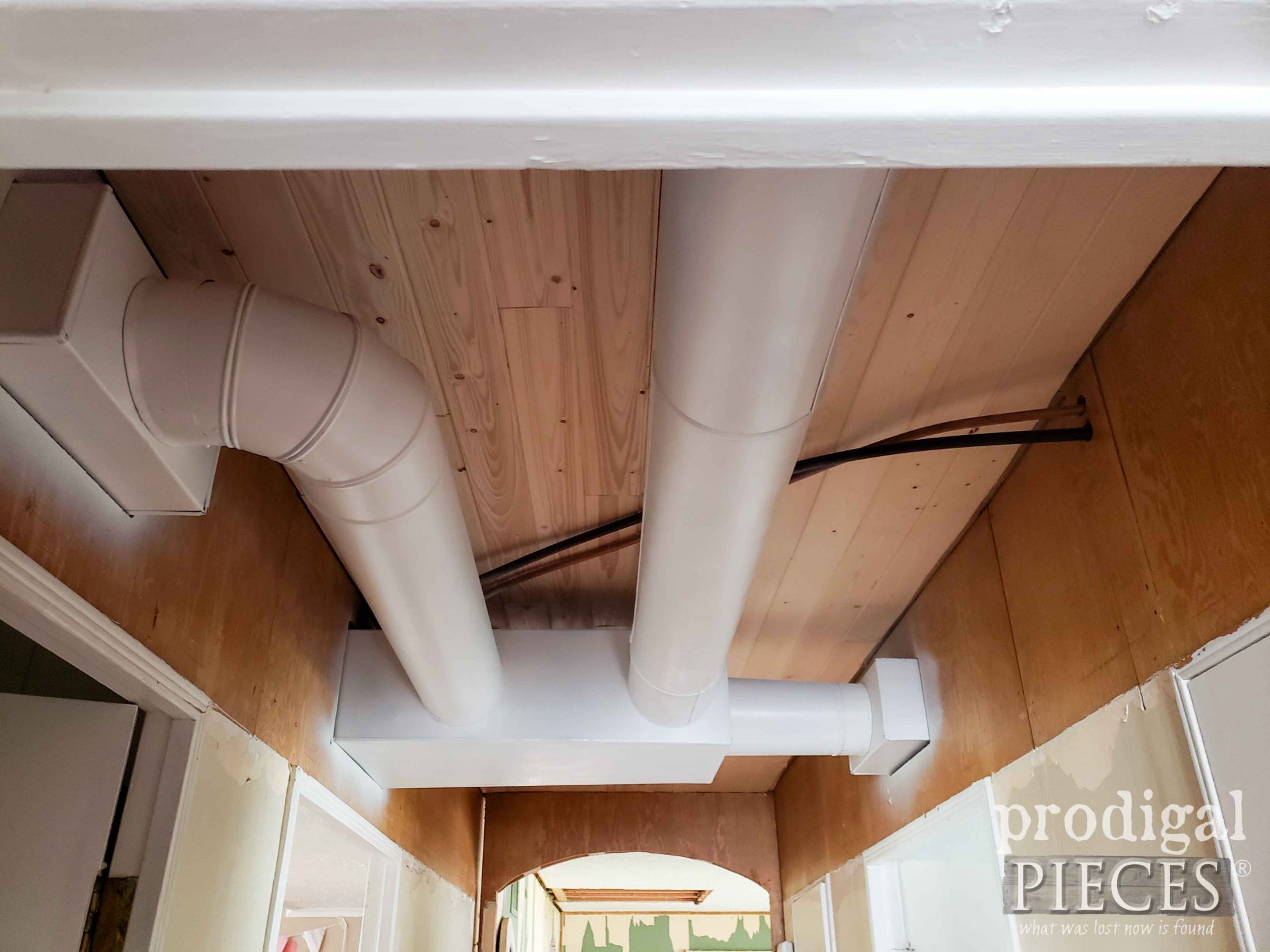 Rear View DIY Plank Ceiling | prodigalpieces.com #prodigalpieces