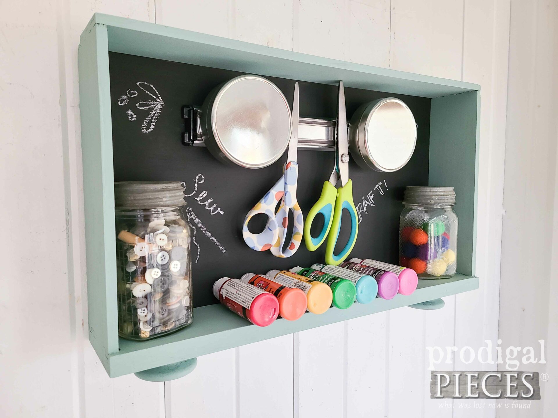Side View of Upcycled Vanity Drawer into Magnetic Craft Organization by Larissa of Prodigal Pieces | prodigalpieces.com #prodigalpieces #crafts #diy