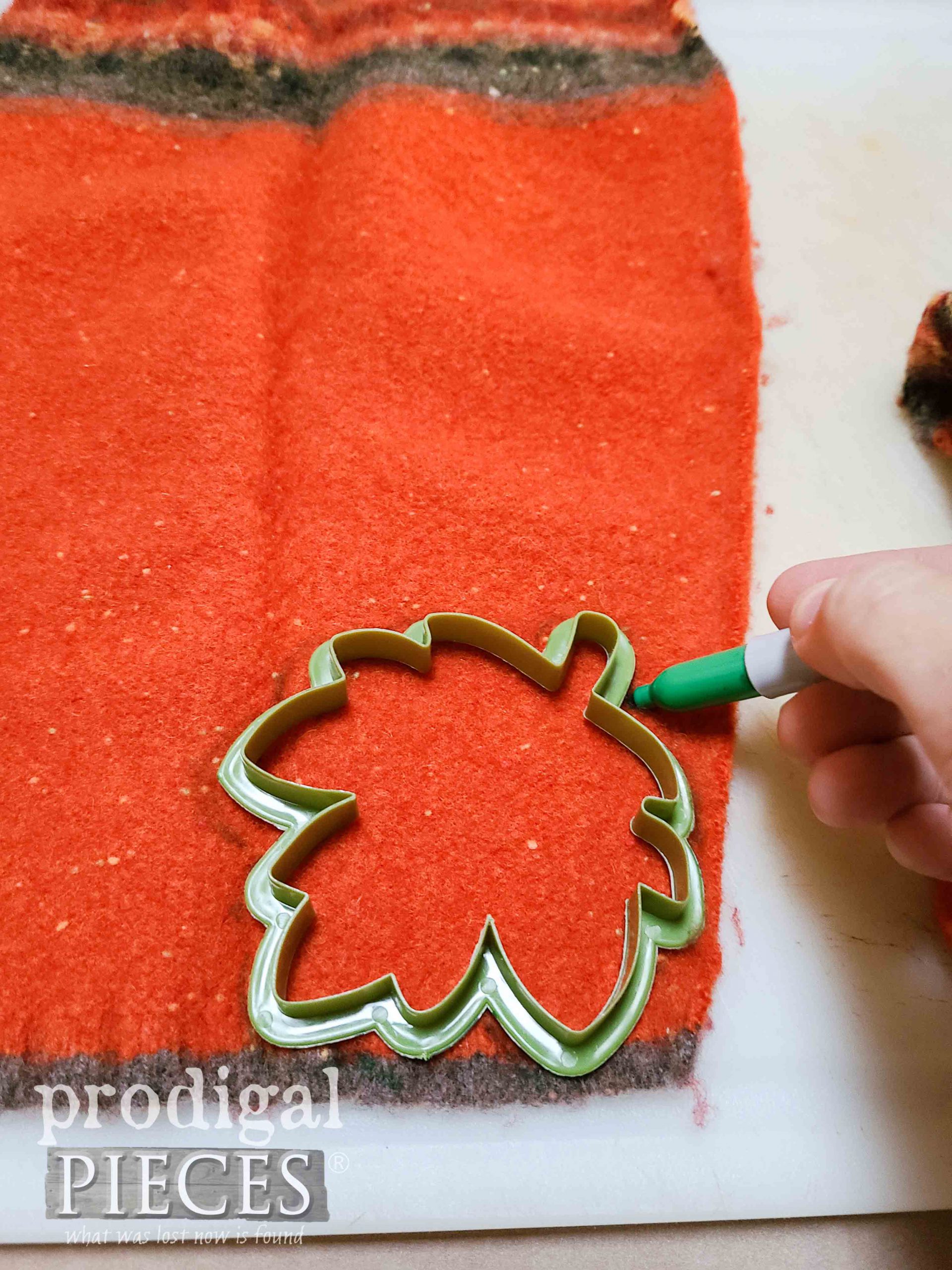 Tracing Leaf Cookie Cutter for Felted Sweater Fall Wreath | prodigalpieces.com #prodigalpieces