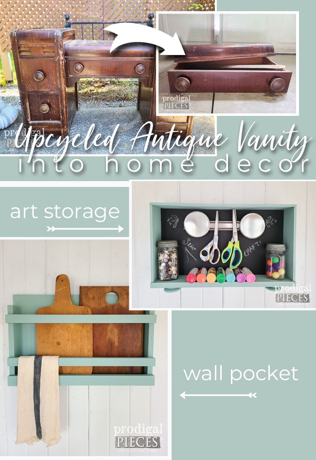 These upcycled vanity parts become fun and functional storage for your home. DIY by Larissa of Prodigal Pieces | prodigalpieces.com #prodigalpieces #reclaimed #repurposed #upcycled
