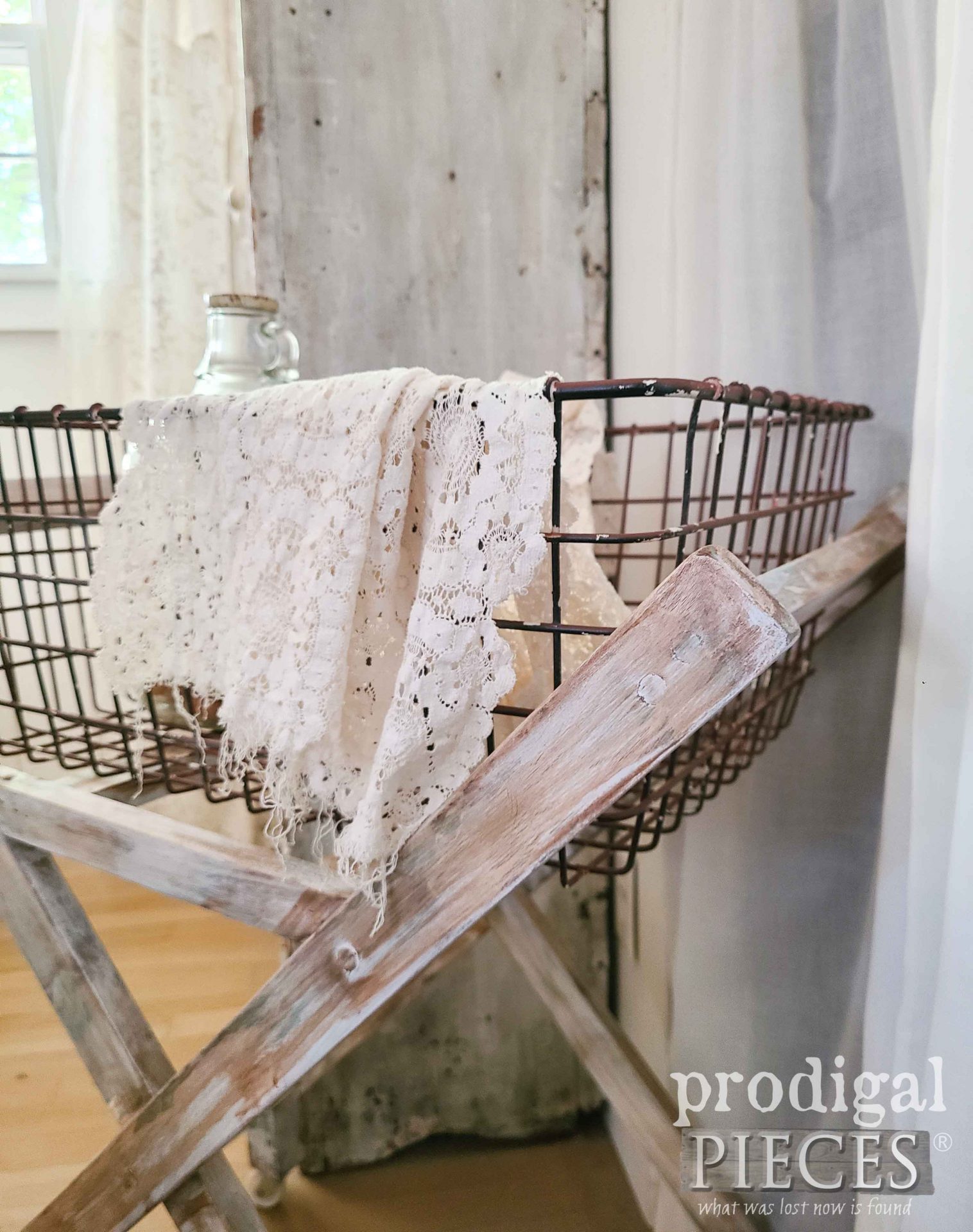 Vintage Laundry Basket Cart Built by Larissa of Prodigal Pieces | prodigalpieces.com #prodigalpieces #laundry #diy