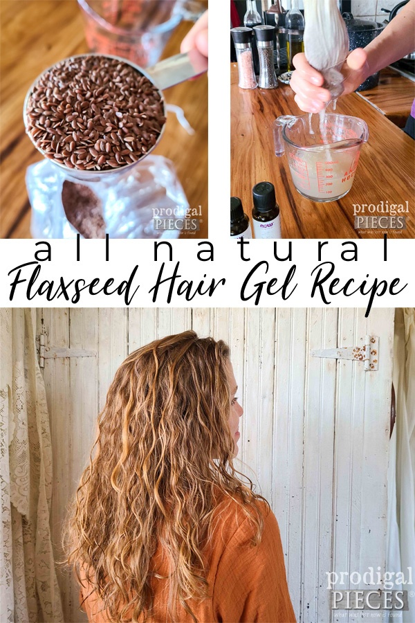 Natural DIY Flaxseed Hair Gel Recipe with Video by Larissa of Prodigal Pieces | prodigalpieces.com #prodigalpieces #haircare #recipe #wavyhair #curlgirl #curlfriend #hair