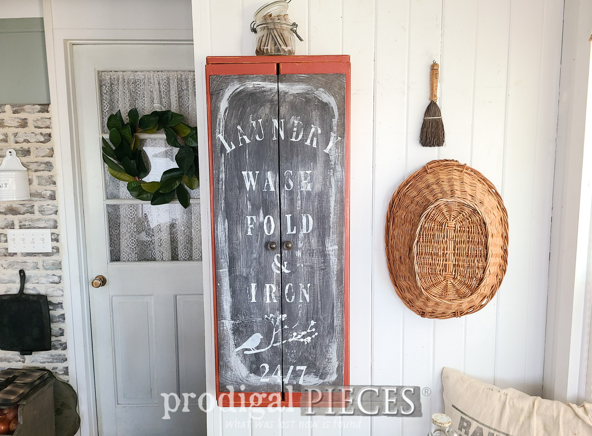 Featured DIY Ironing Board Makeover from 80's to Rustic Farmhouse by Larissa of Prodigal Pieces | prodigalpieces.com #prodigalpieces #farmhouse #diy