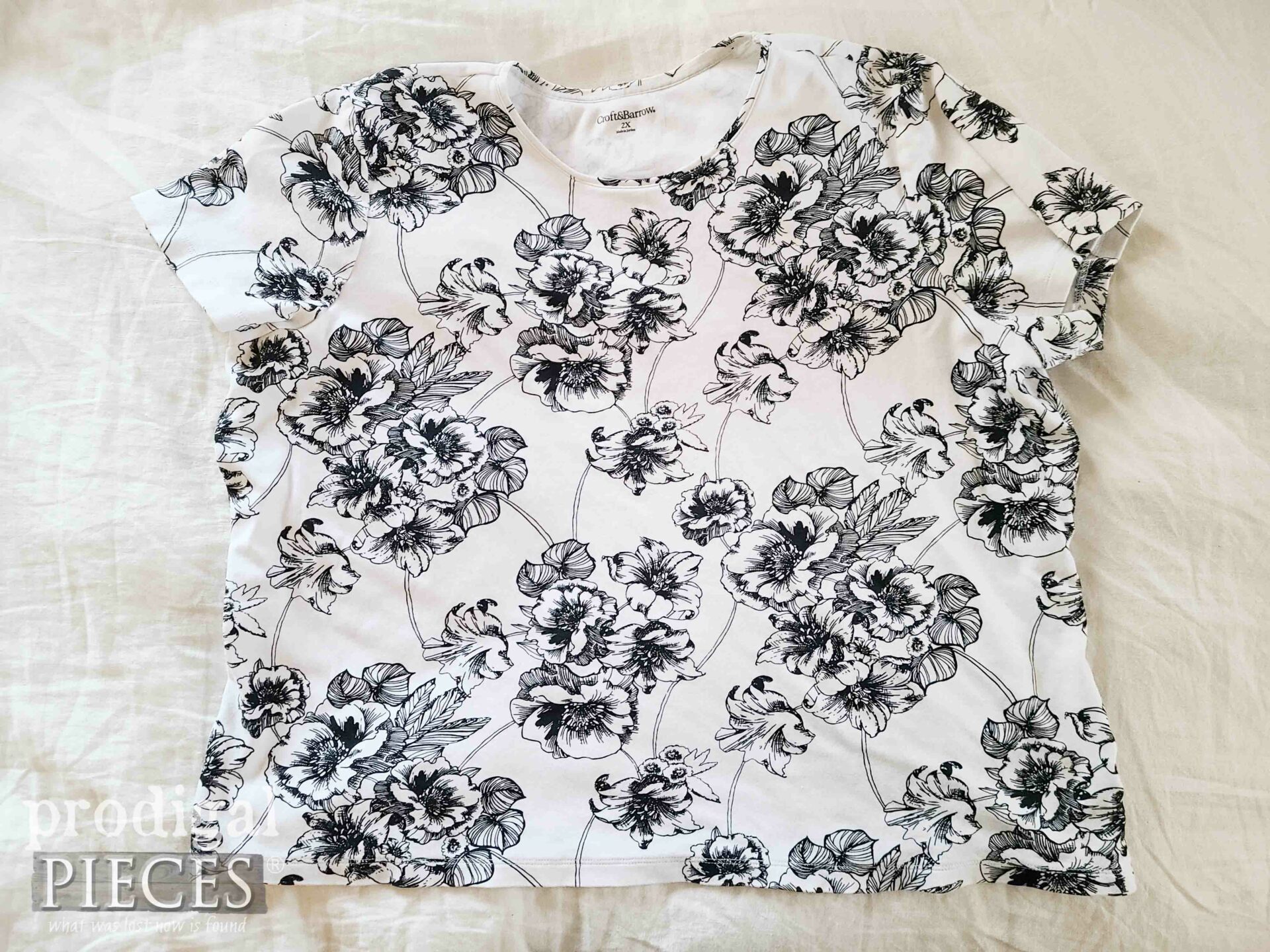 Ladies Floral Print Jersey Shirt for DIY Hair Towel | prodigalpieces.com #prodigalpieces