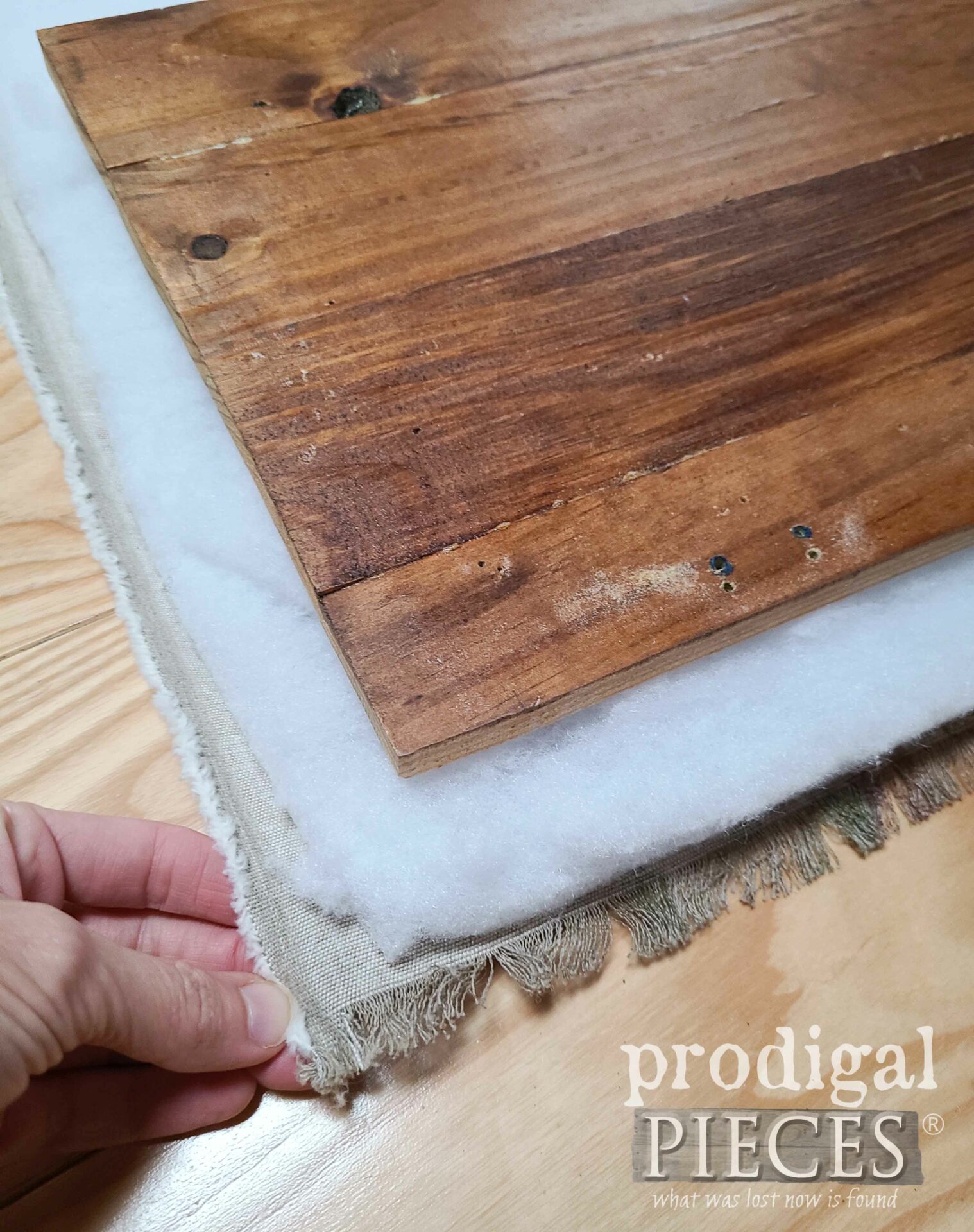 Layers of Footstool Upholstery | prodigalpieces.com #prodigalpieces