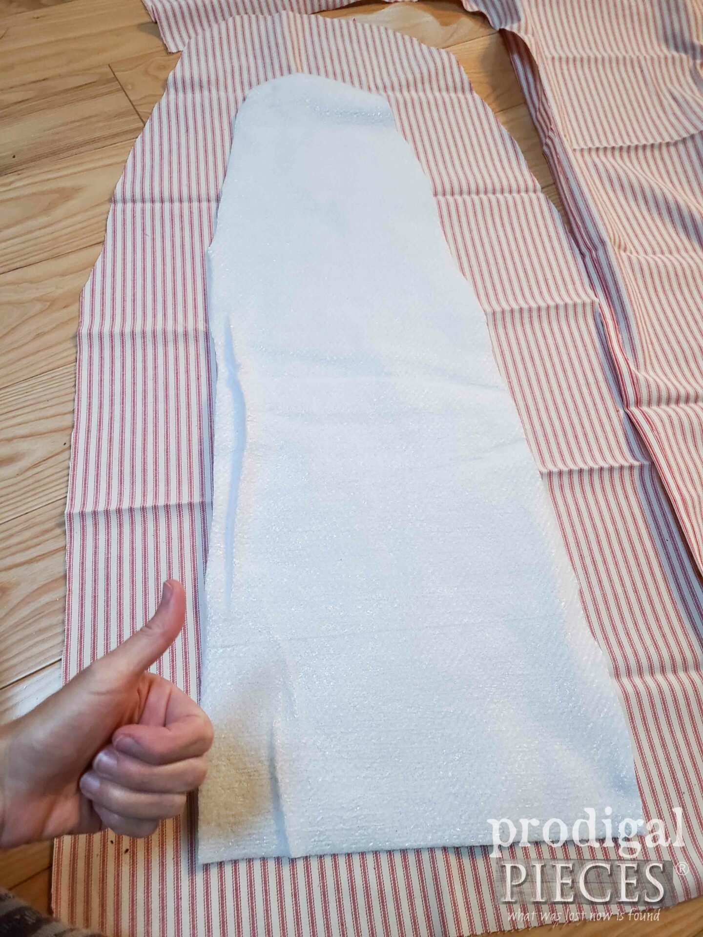 New DIY Ironing Board Cover with Red Ticking | prodigalpieces.com #prodigalpieces