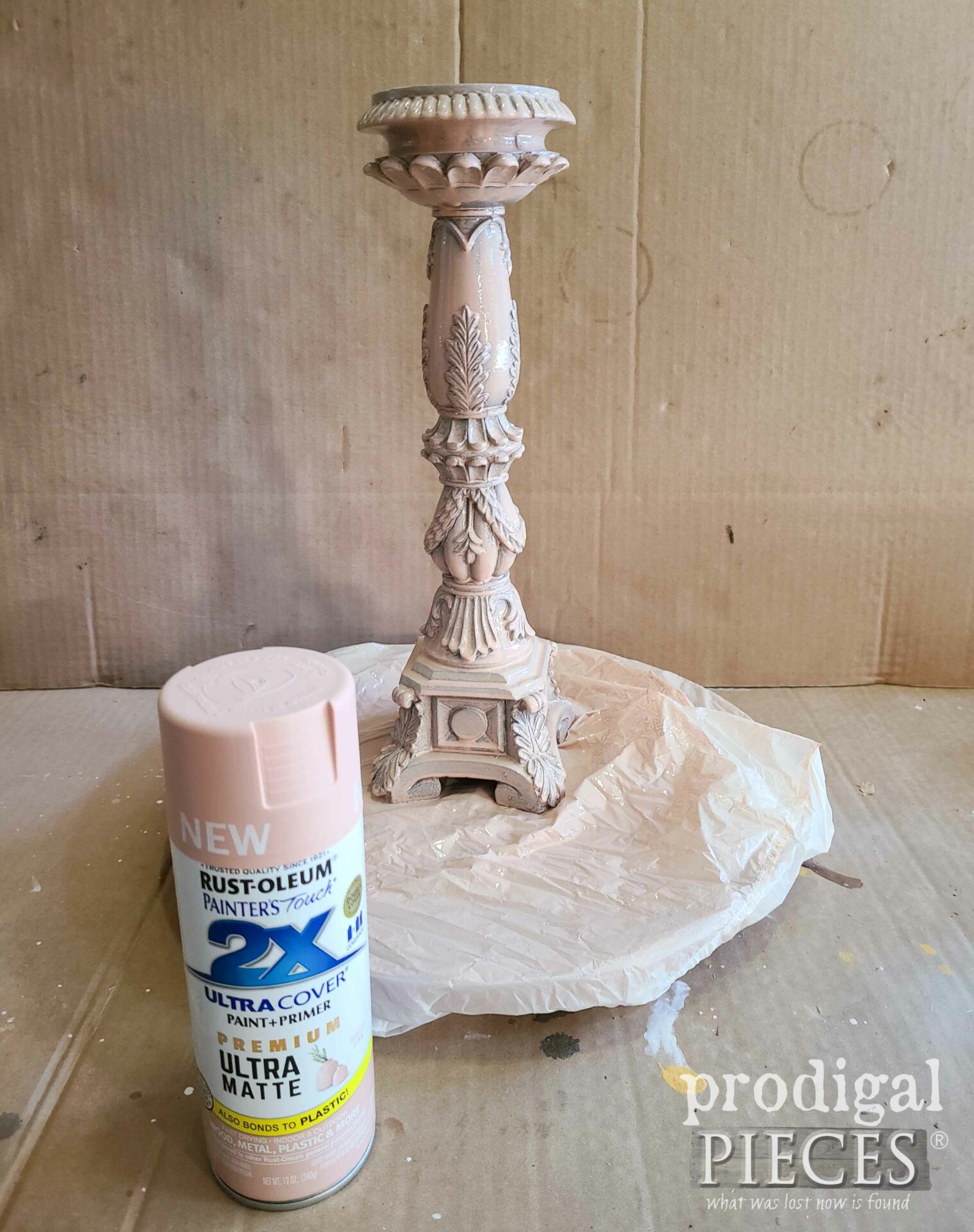 Blush Pink Spray Paint for Thrifted Candleholders | prodigalpieces.com #prodigalpieces