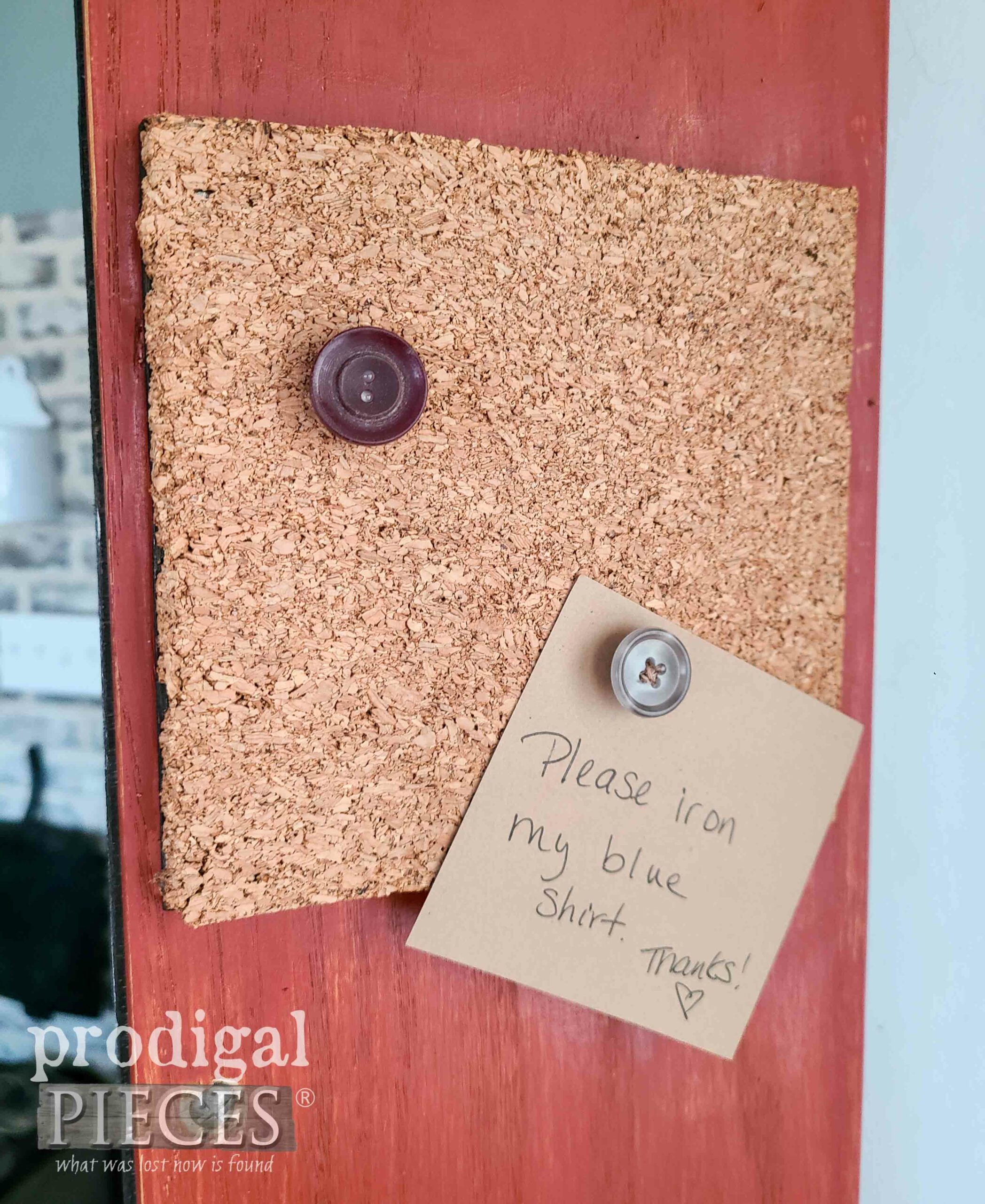 Reclaimed Button Tacks on Ironing Cabinet by Larissa of Prodigal Pieces | prodigalpieces.com #prodigalpieces #diy #crafts