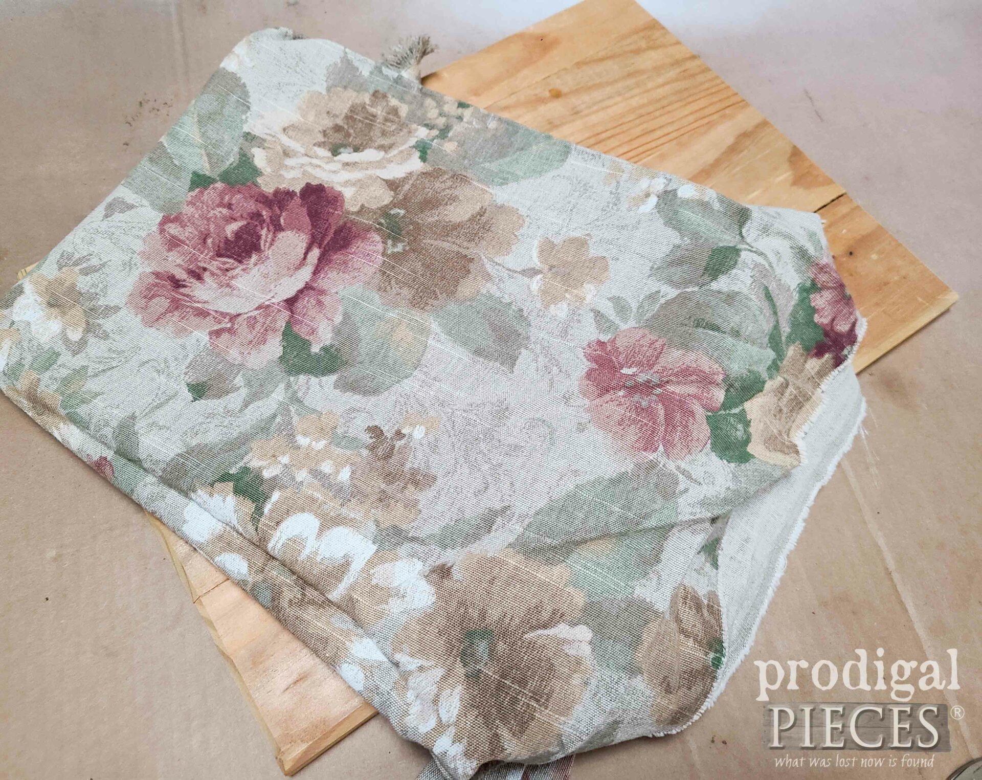 Beautiful Rose Upholstery for Footstool Makeover | prodigalpieces.com #prodigalpieces
