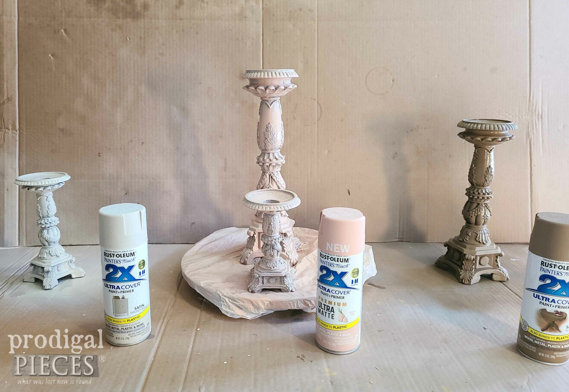 Spray Painting Vintage Style Candleholders Fall Colors | prodigalpieces.com #prodigalpieces