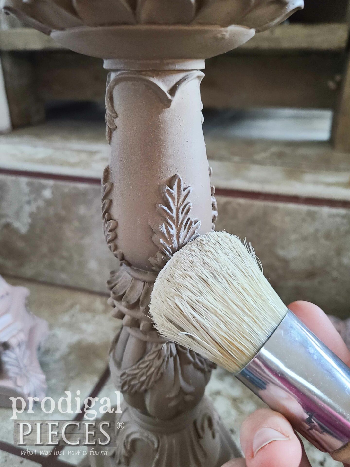 Using White Was to Add Detail to Thrifted Candlesticks | prodigalpieces.com #prodigalpieces