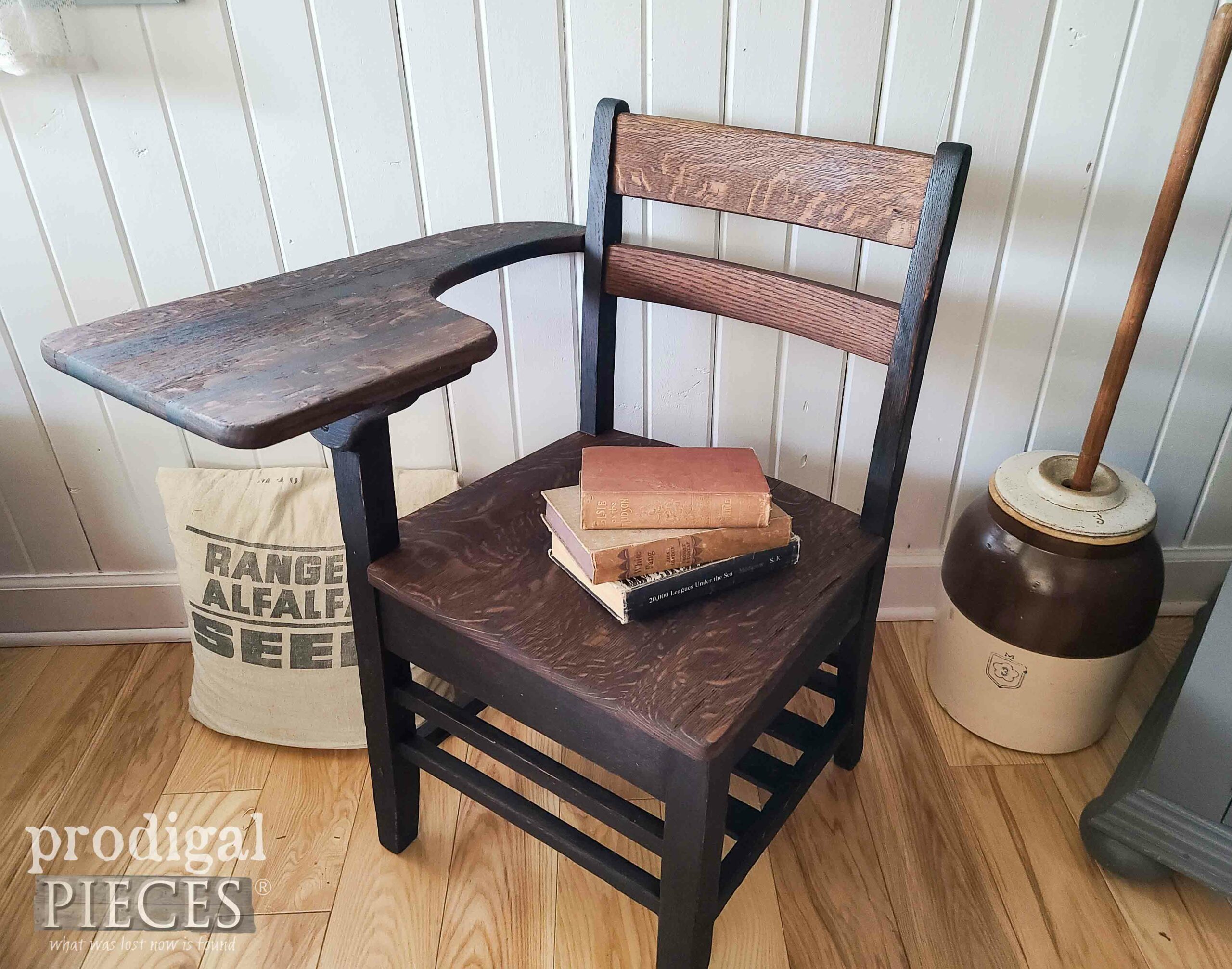DIY Vintage Wood Desk Makeover by Larissa of Prodigal Pieces | prodigalpieces.com #prodigalpieces #farmhouse #furniture #homedecor