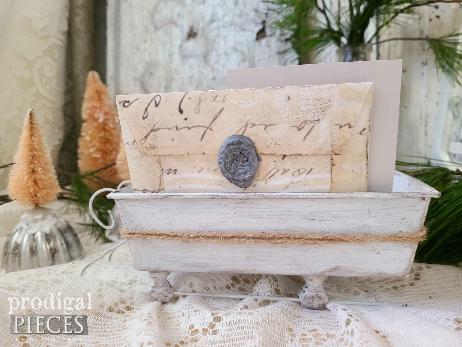 DIY Wax Seal Stamp Envelope for Repurposed Christmas Ornaments by Larissa of Prodigal Pieces | prodigalpieces.com #prodigalpieces #diy #crafts