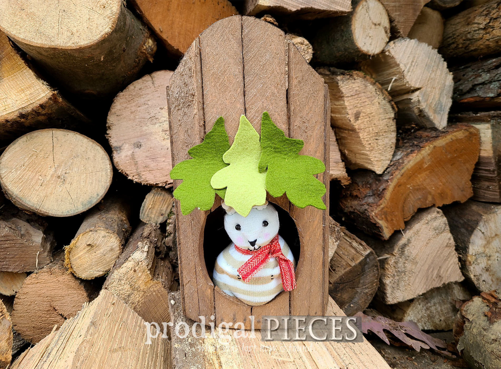 Featured Thrifted Planter into Adorable Handmade Squirrel and Treehouse Playset by Larissa of Prodigal Pieces | prodigalpieces.com #prodigalpieces
