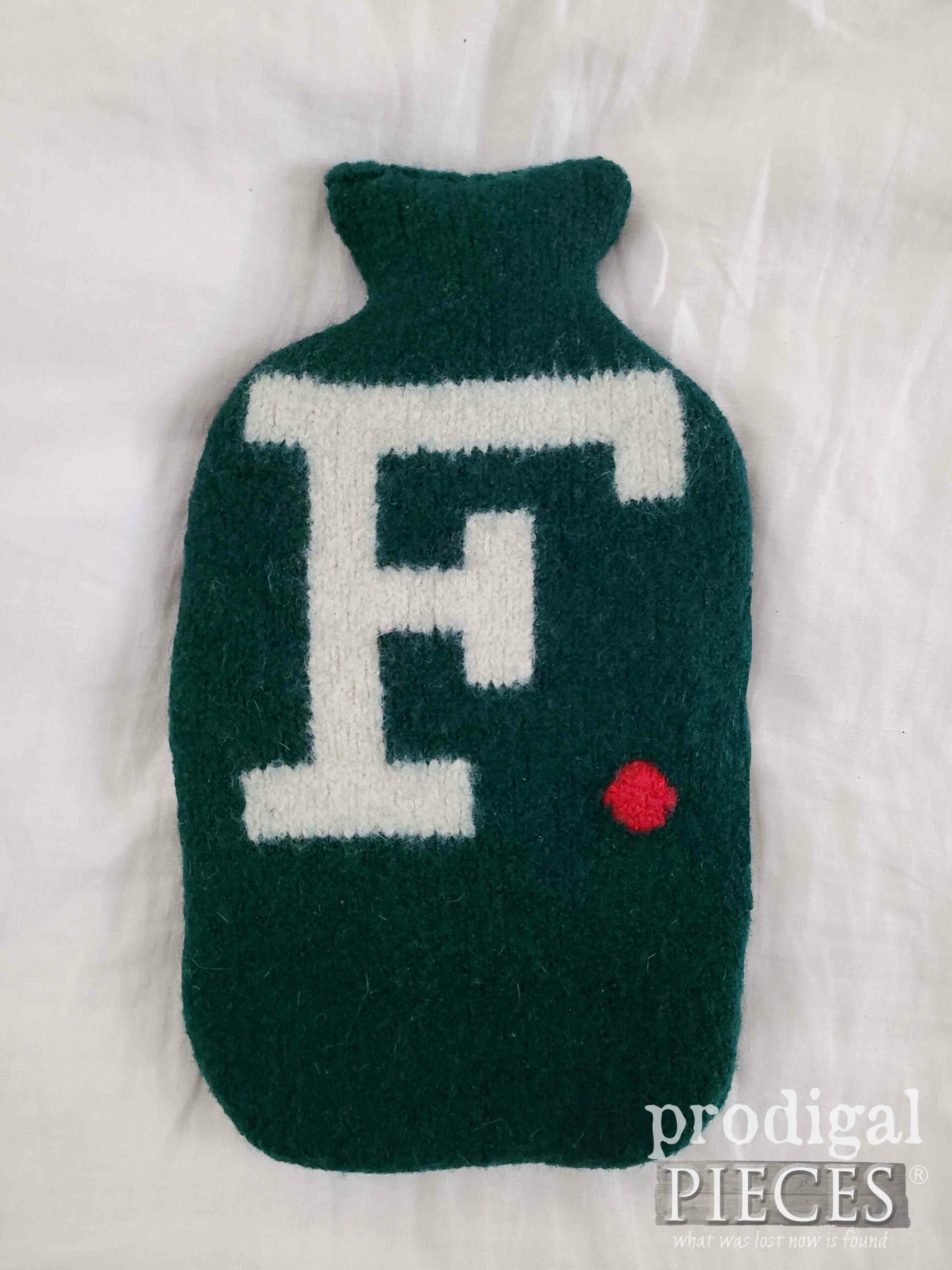 Handmade Felted Wool Hot Water Bottle Cover from Thrifted Sweater by Larissa of Prodigal Pieces | prodigalpieces.com #prodigalpieces #selfcare #giftidea #handmade