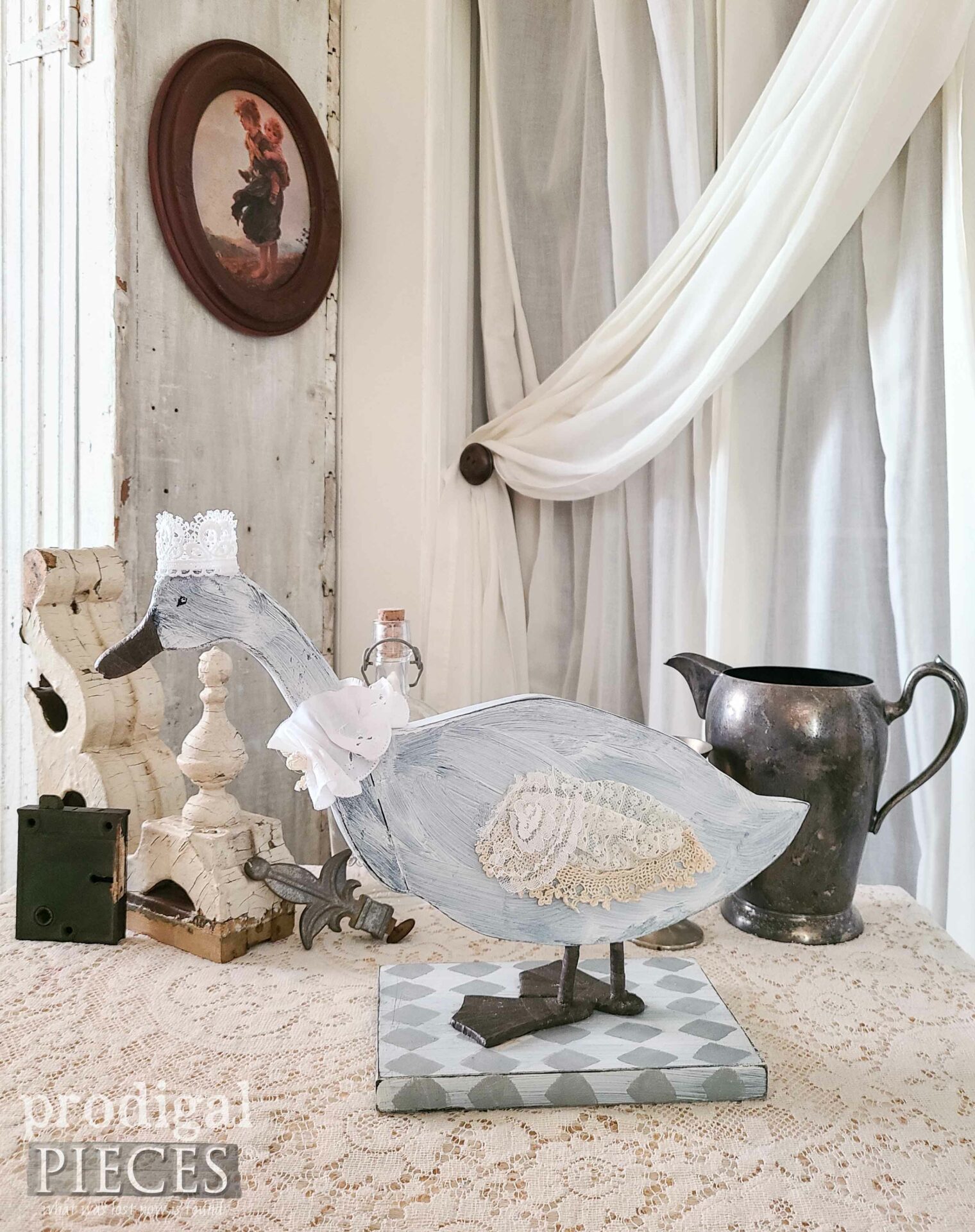 French Chic Goose State Created by Larissa of Prodigal Pieces with Upcycled Items | prodigalpieces.com #prodigalpieces #frenchchic #diy #handmade