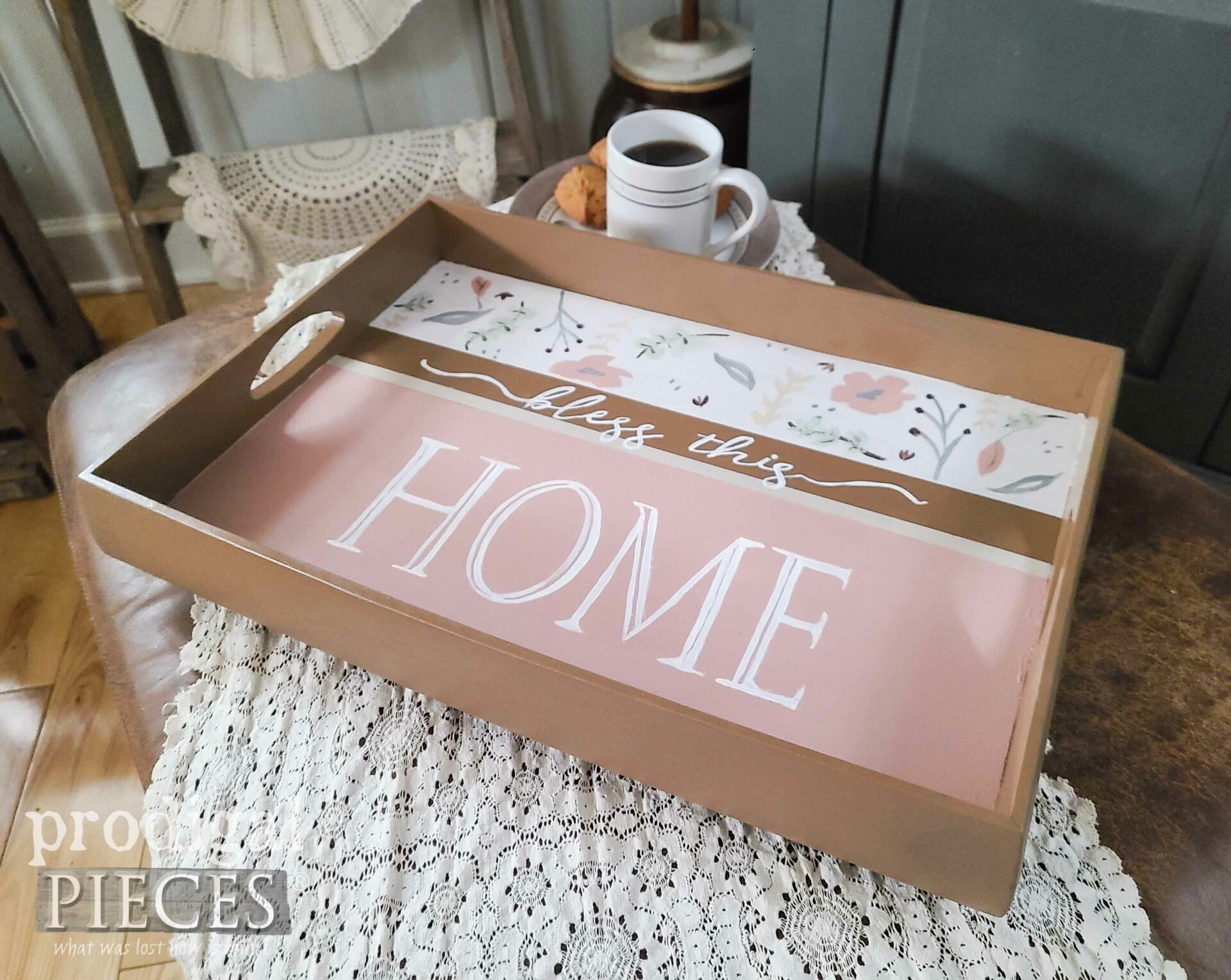 Freehand Painted Serving Tray from Thrift Store Find by Larissa of Prodigal Pieces | prodigalpieces.com #prodigalpieces #diy #thrifted #farmhouse