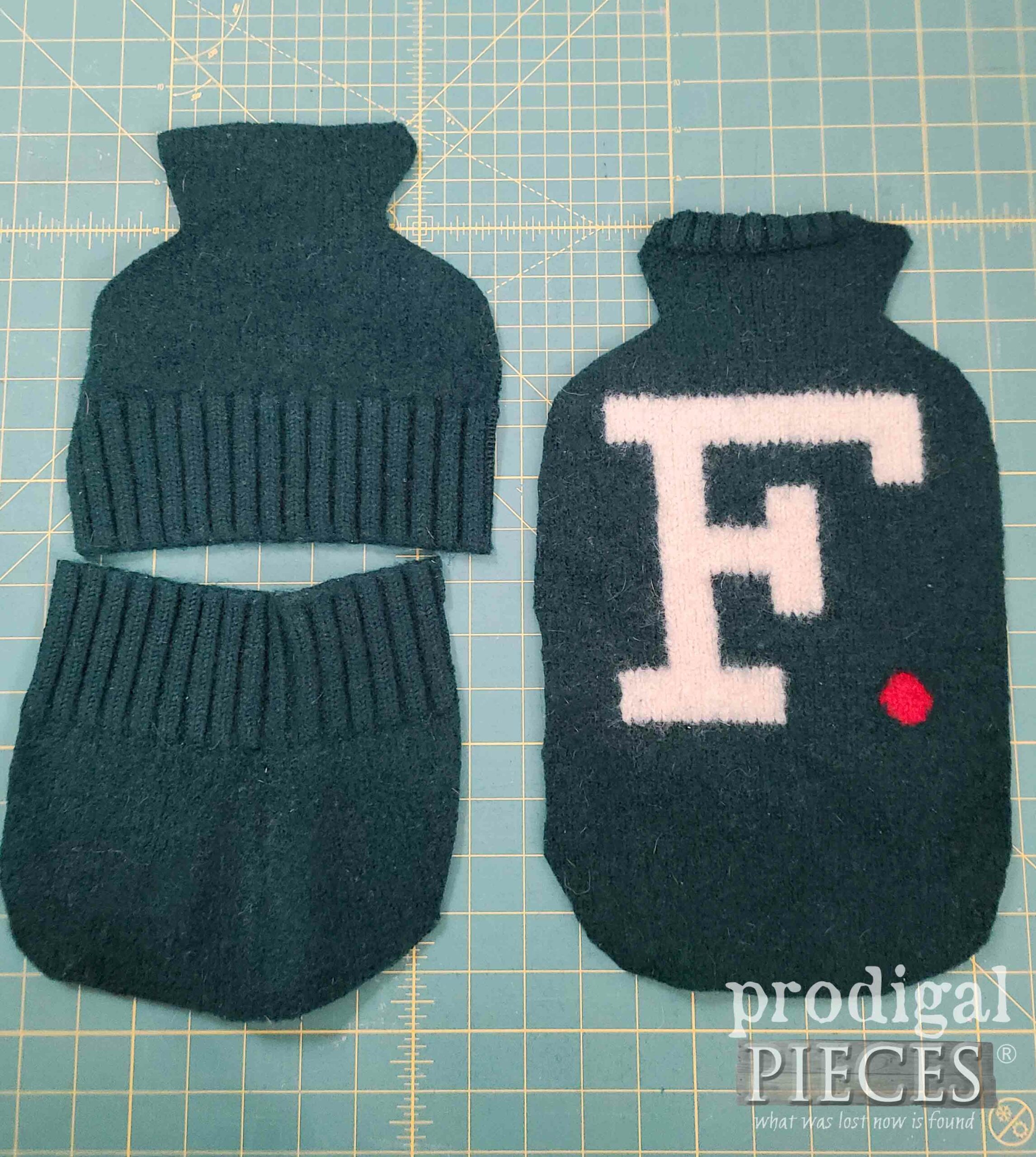 DIY Hot Water Bottle Pieces from Felted Wool Sweater | prodigalpieces.com #prodigalpieces