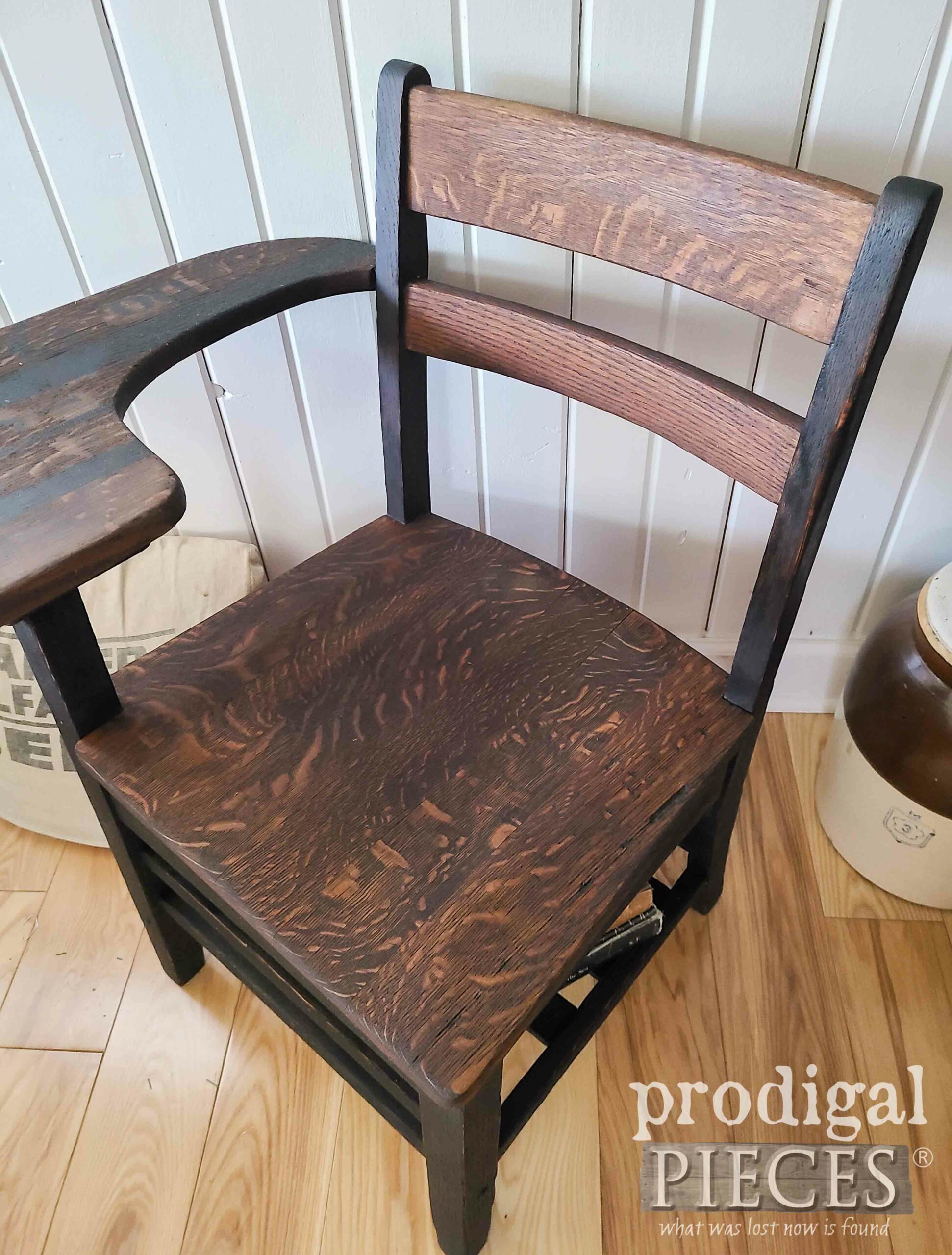 Solid Oak Vintage School Desk for Farmhouse Style by Larissa of Prodigal Pieces | prodigalpieces.com #prodigalpieces #industrial #farmhouse #furniture