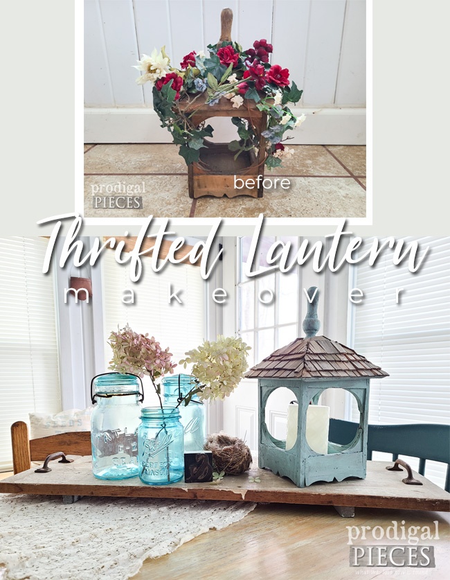 A thrifted lantern gets a much-needed makeover with the help of Larissa of Prodigal Pieces | Video Tutorial at prodigalpieces.com #prodigalpieces #thrifted #upcycled #farmhouse