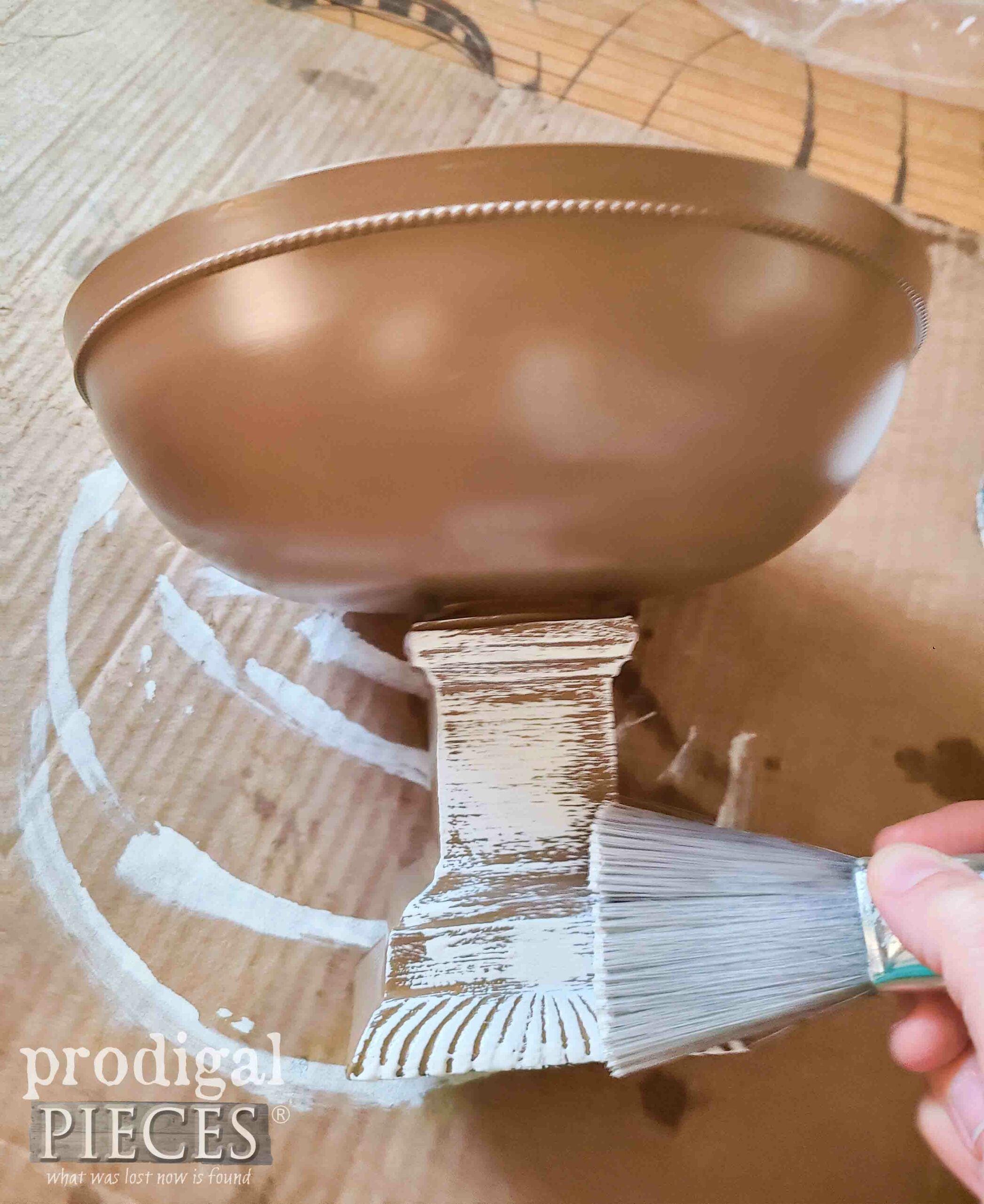 Whtiewashing Metal Compote Bowl for Thrifty Update | prodigalpieces.com #prodigalpieces