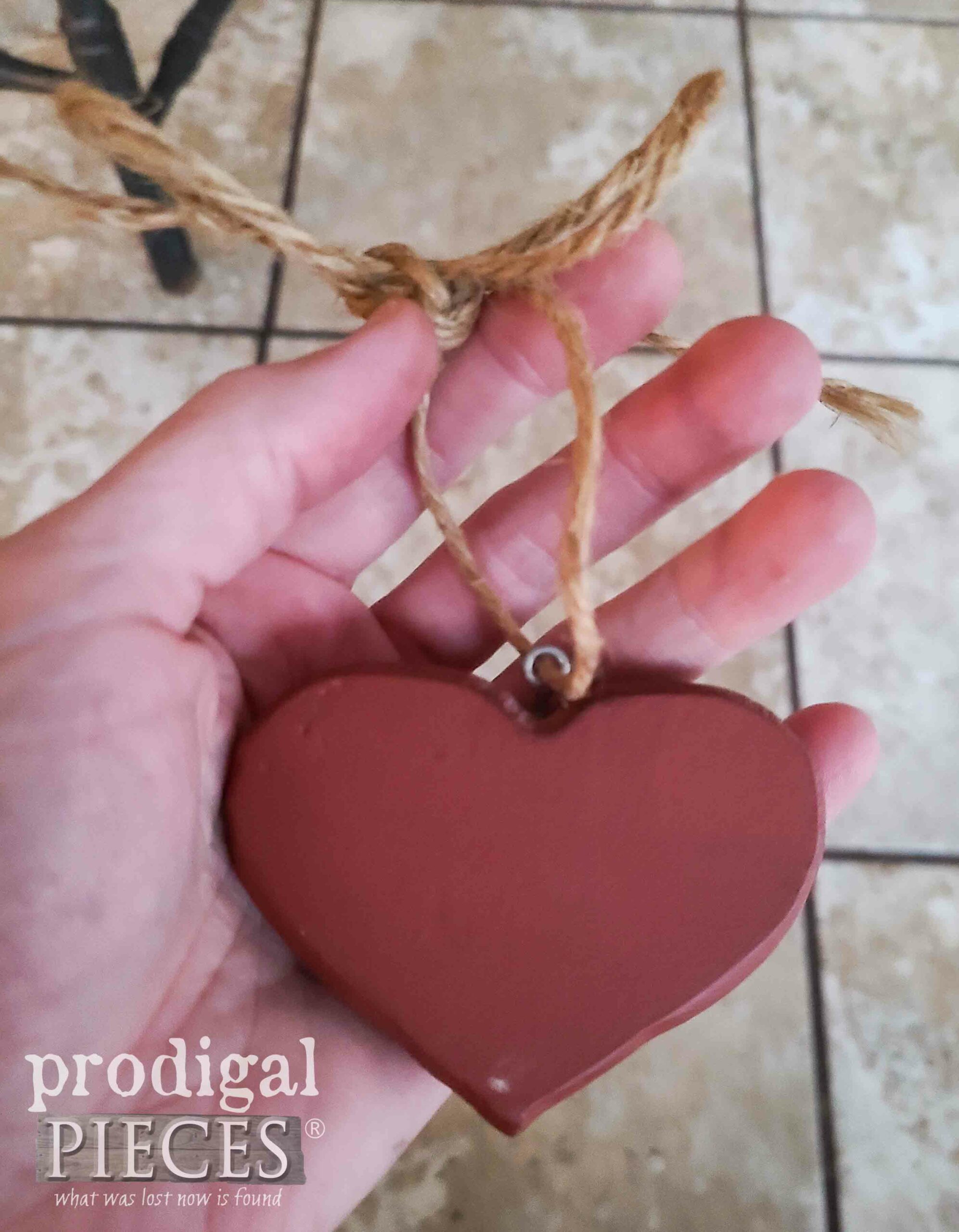 Wooden Heart Ornament Before | prodigalpieces.com #prodigalpieces